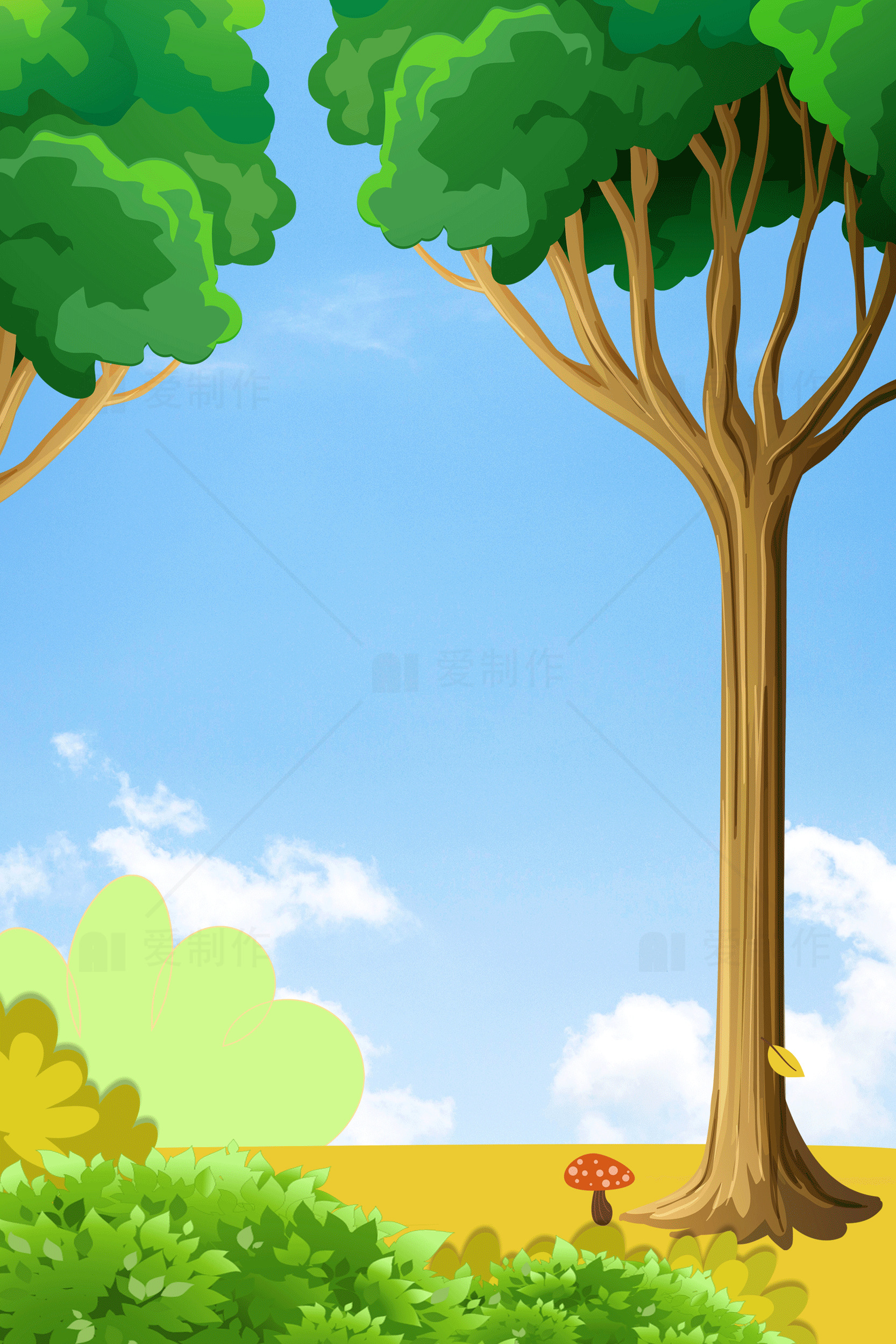 美丽的森林风景插画图片素材