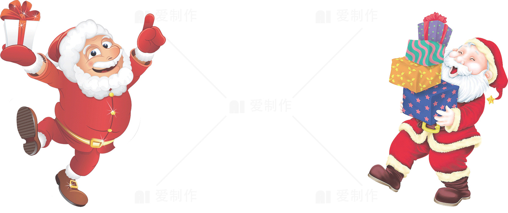 圣诞老人送礼物插画设计素材