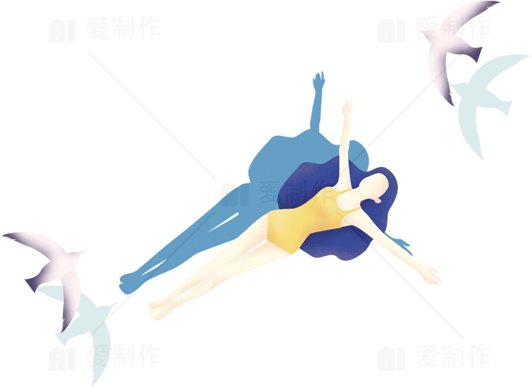 自由飞翔的女性插画设计素材