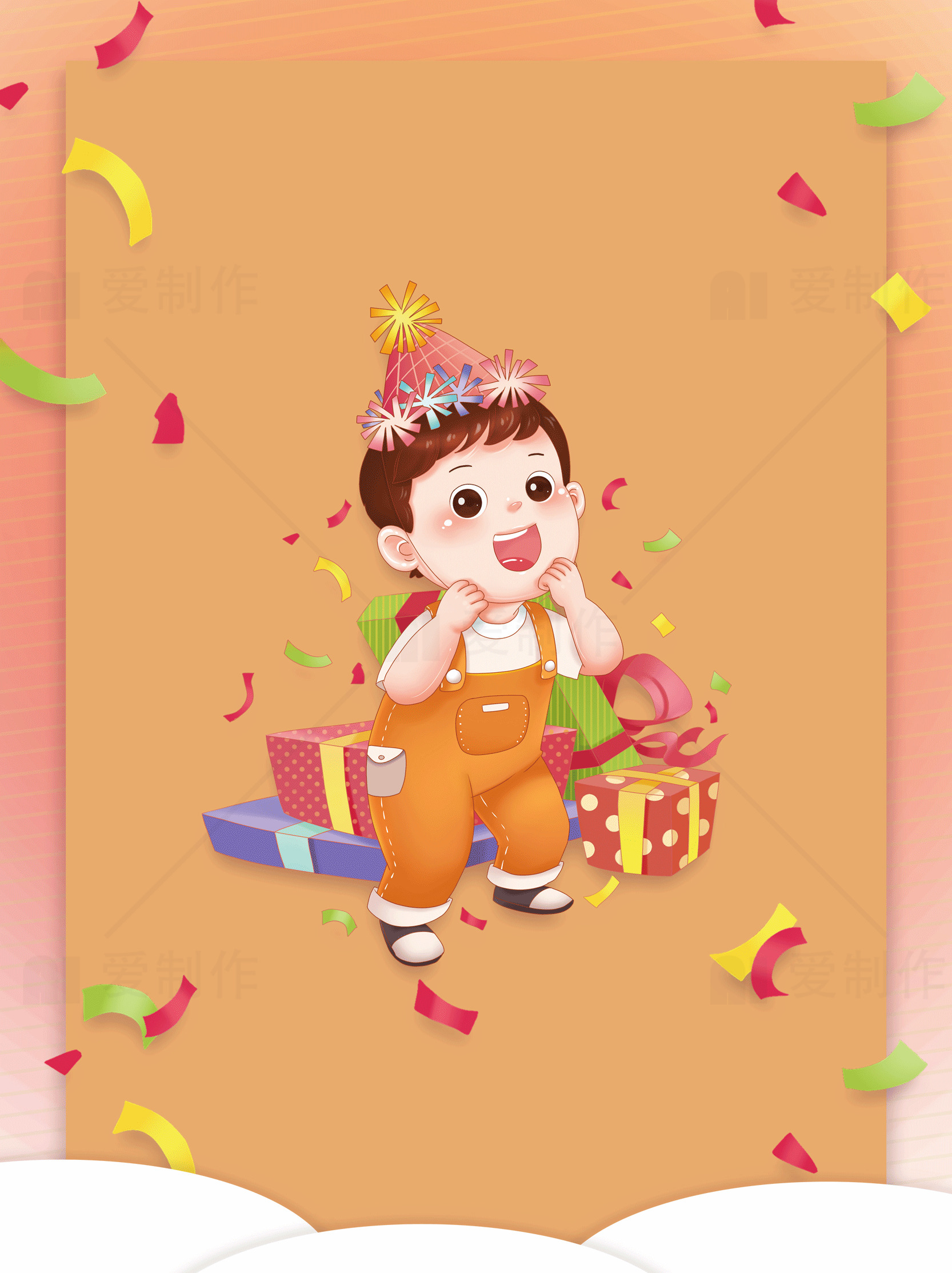 庆祝宝宝生日的可爱插画素材