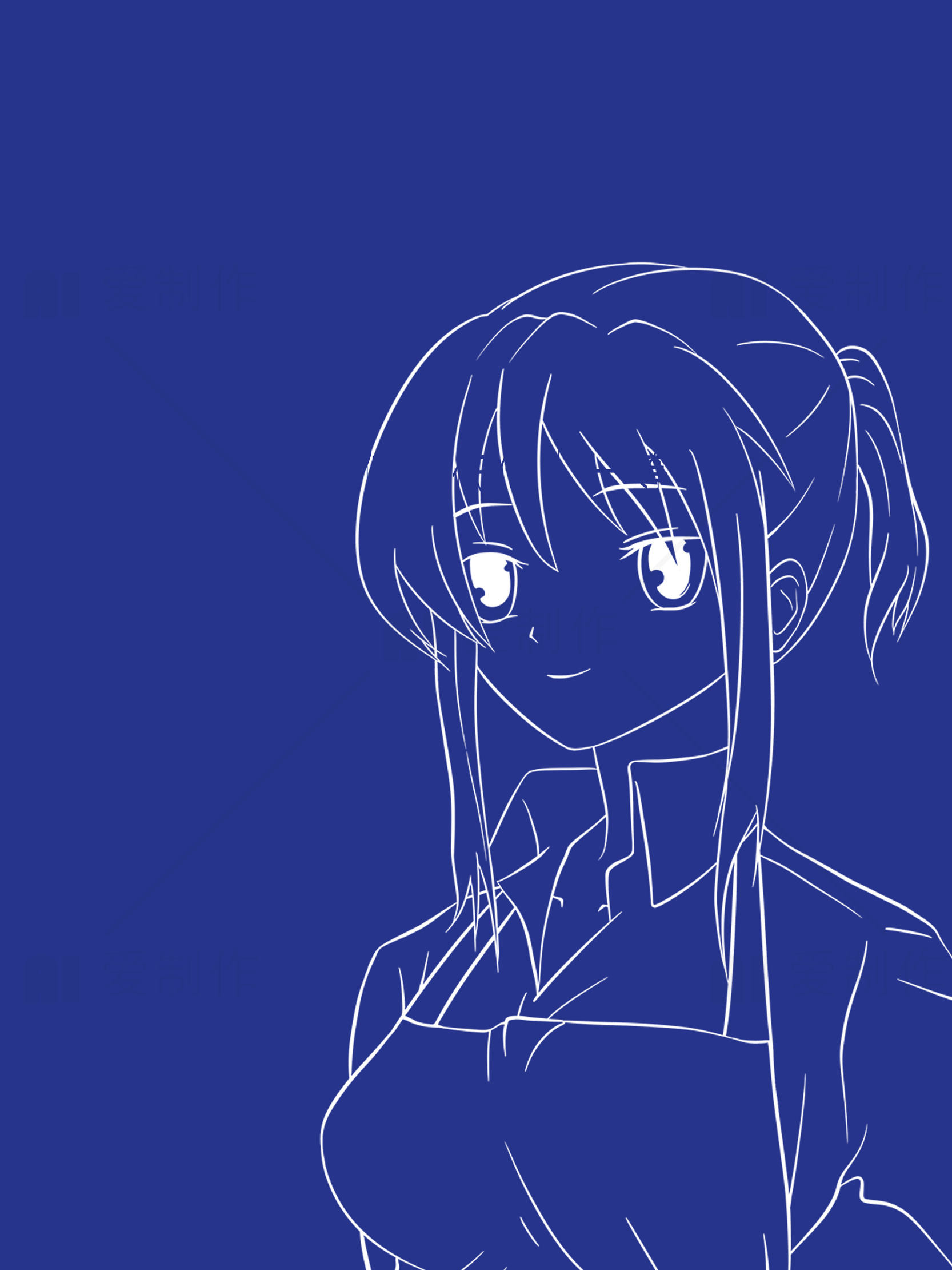 简约蓝色动漫线稿插画素材