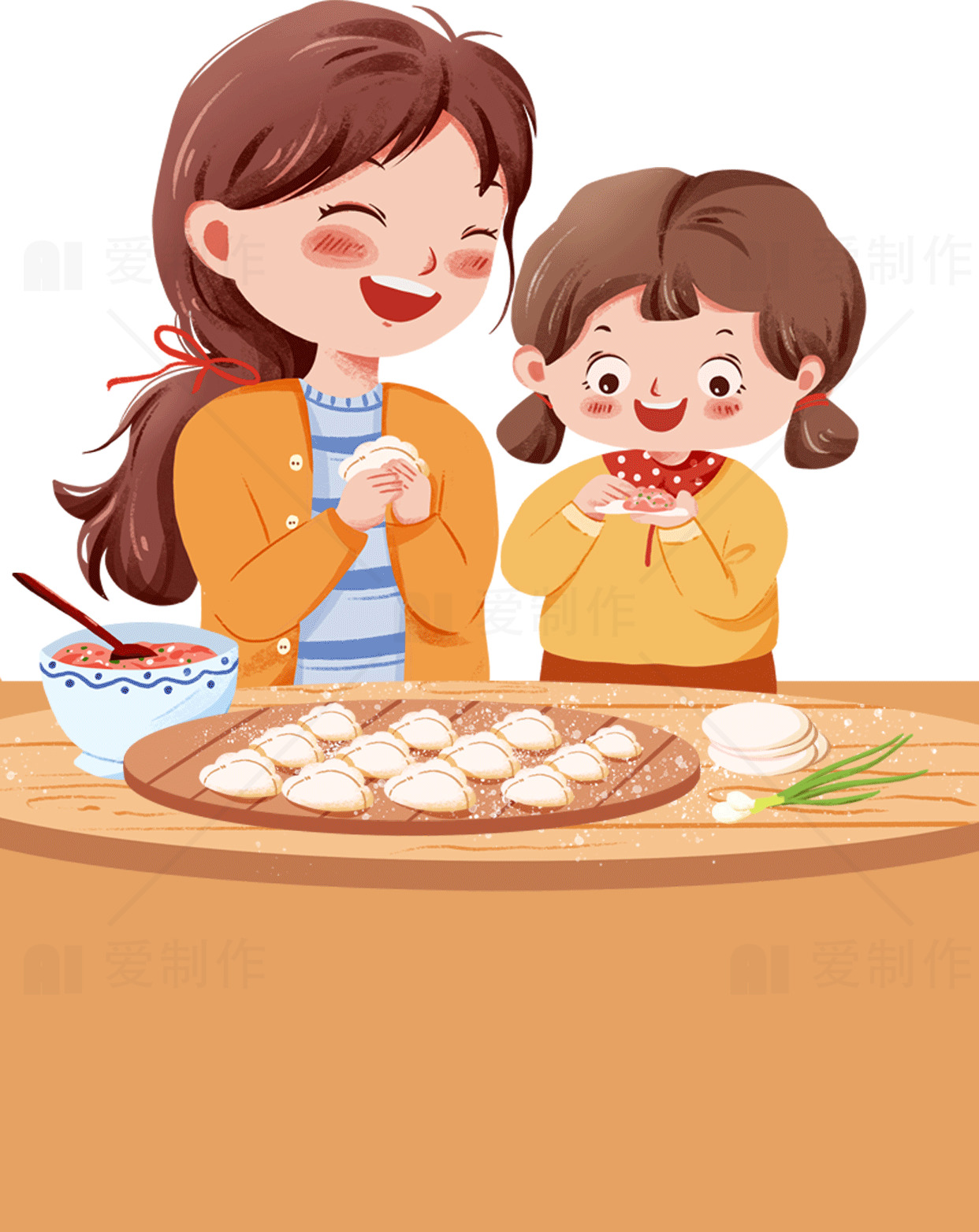 亲子互动：一起包饺子的快乐时光素材