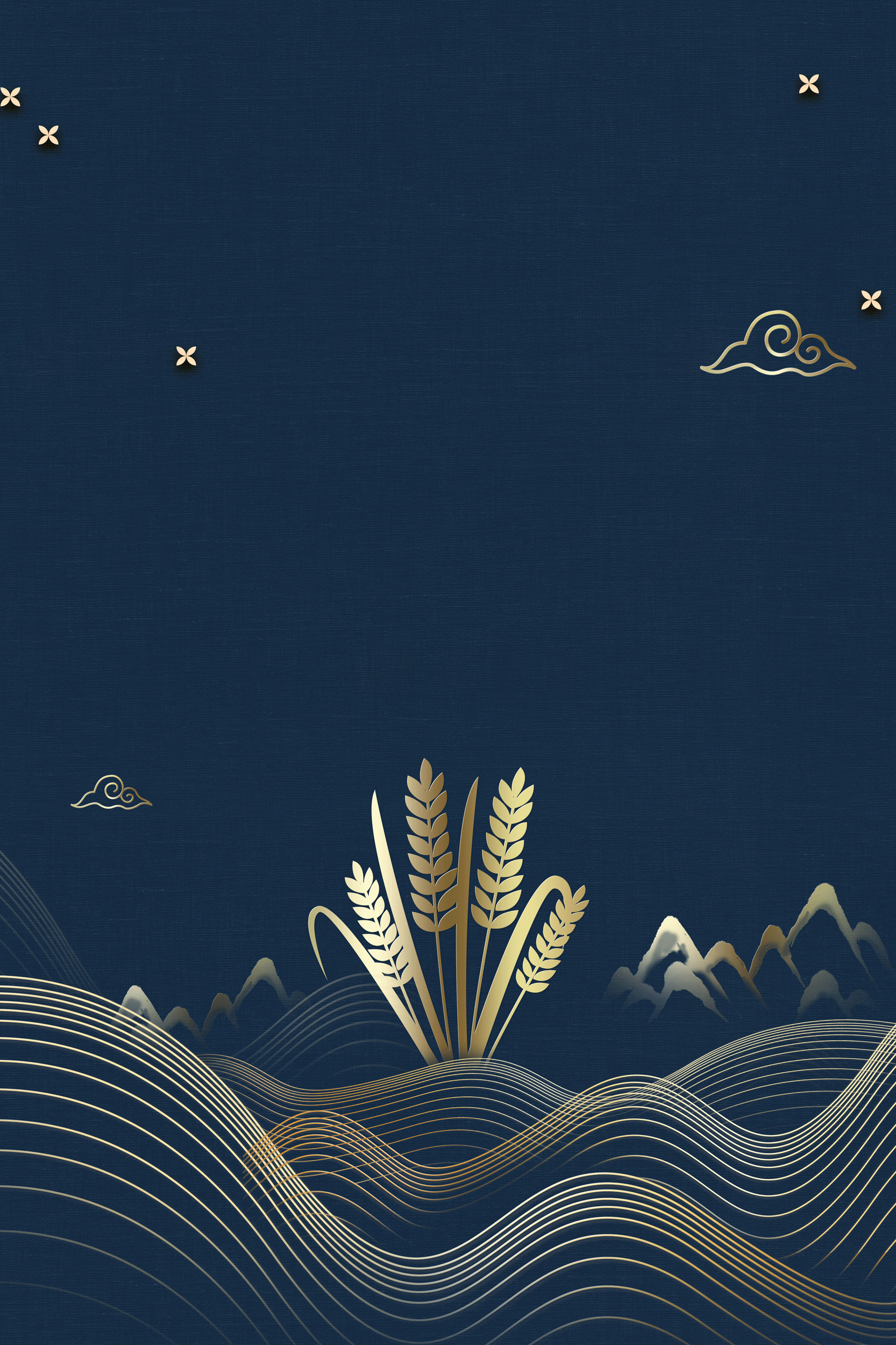 现代简约风格的金色麦穗插画背景素材
