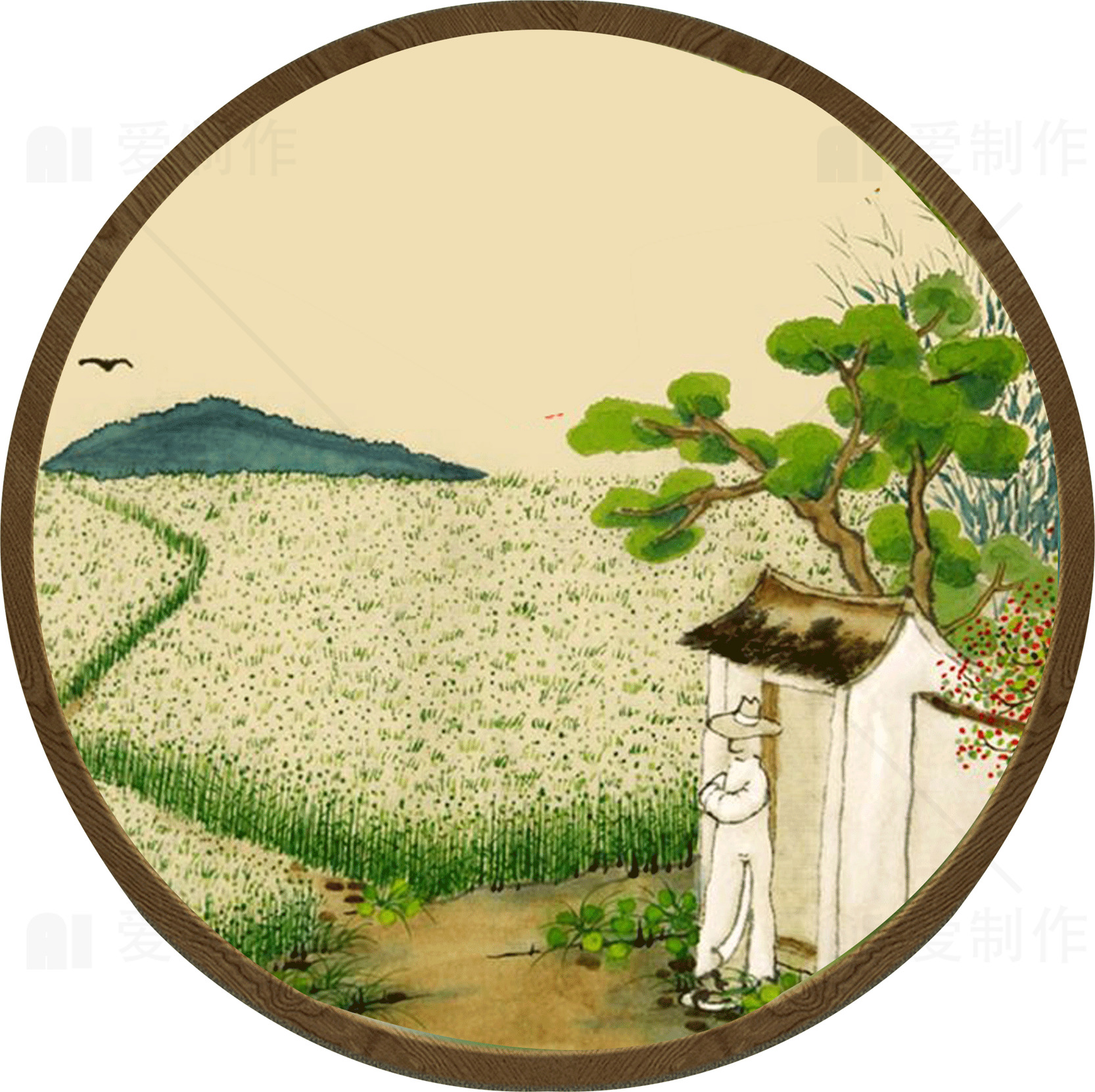中国传统水墨画风景插图素材