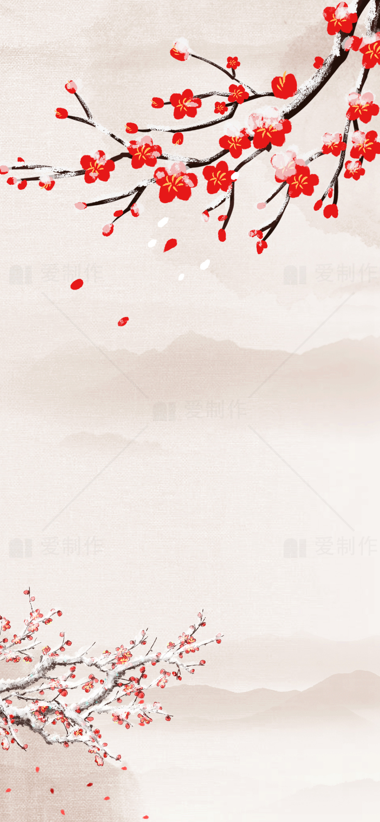 中国风水墨梅花背景图片素材