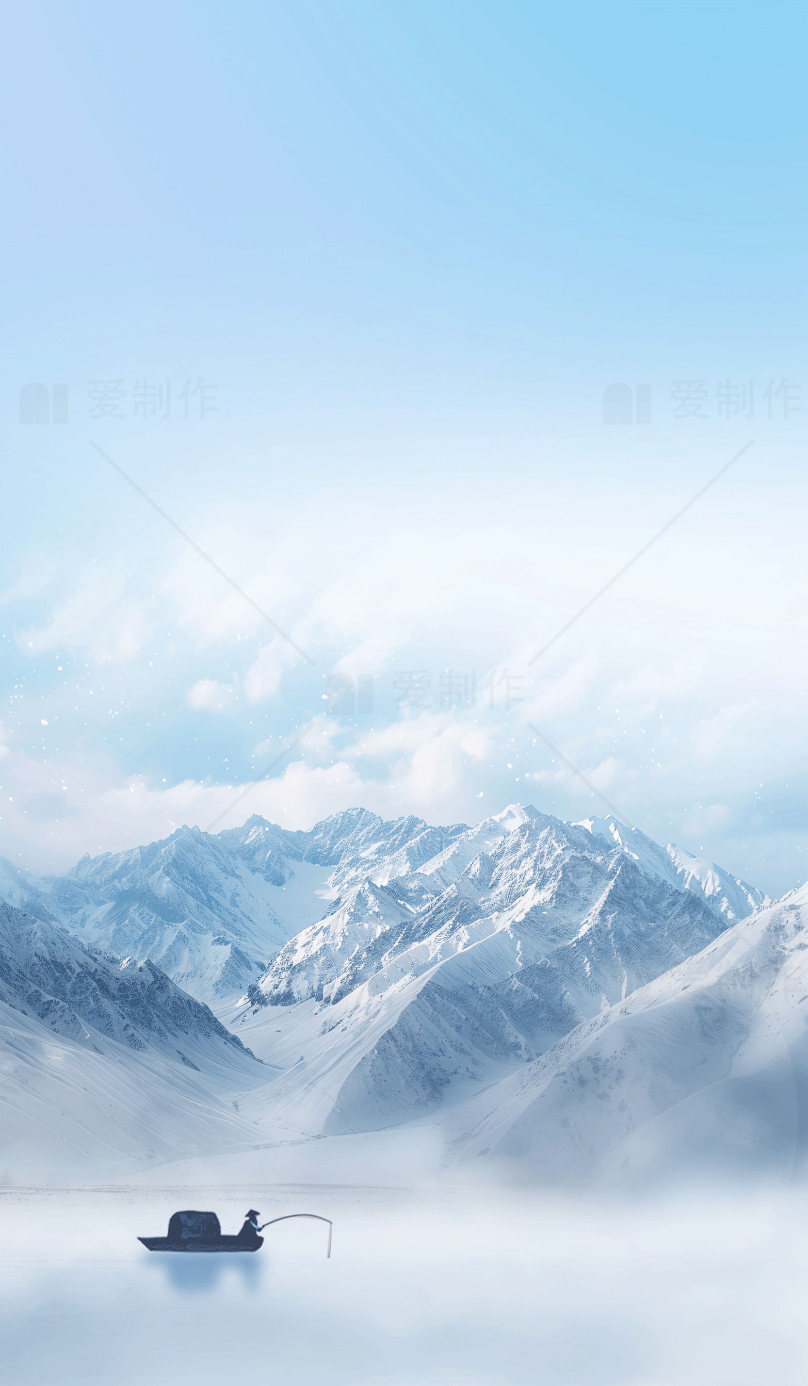 宁静的雪山湖泊风光壁纸素材