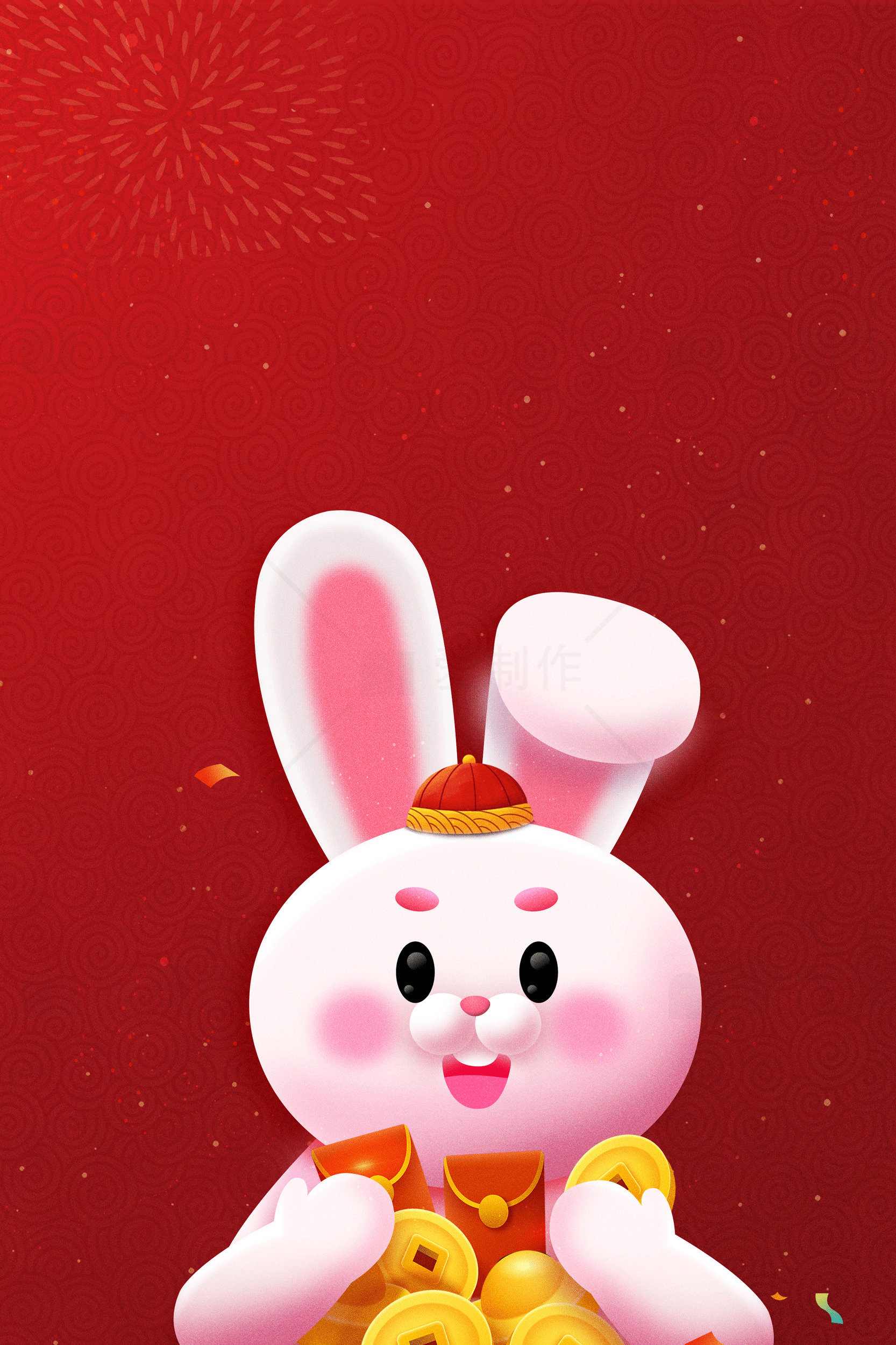 新年贺卡设计：可爱兔子主题素材