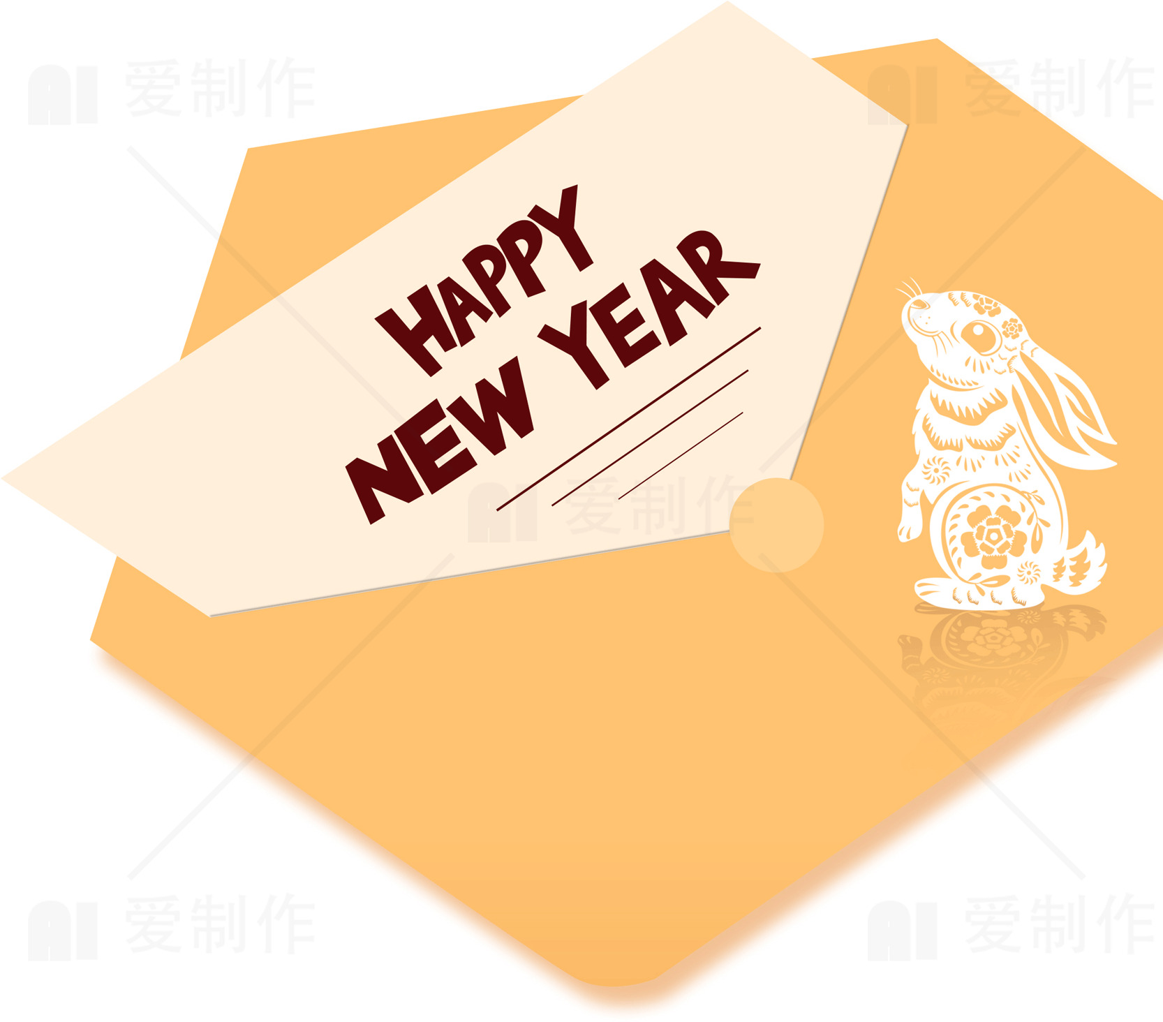新年快乐兔年贺卡设计素材