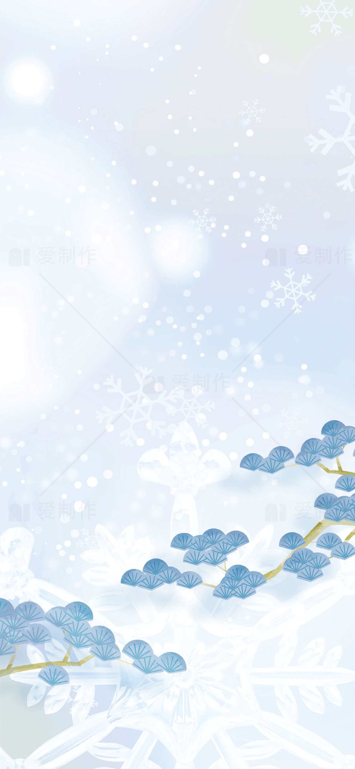 冬季雪花背景插画设计素材