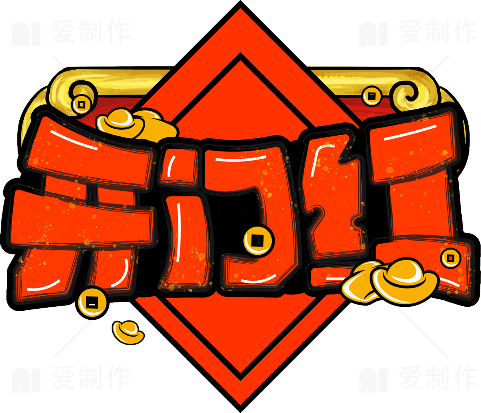 开门红红色字体设计：迎接新年的好运气素材