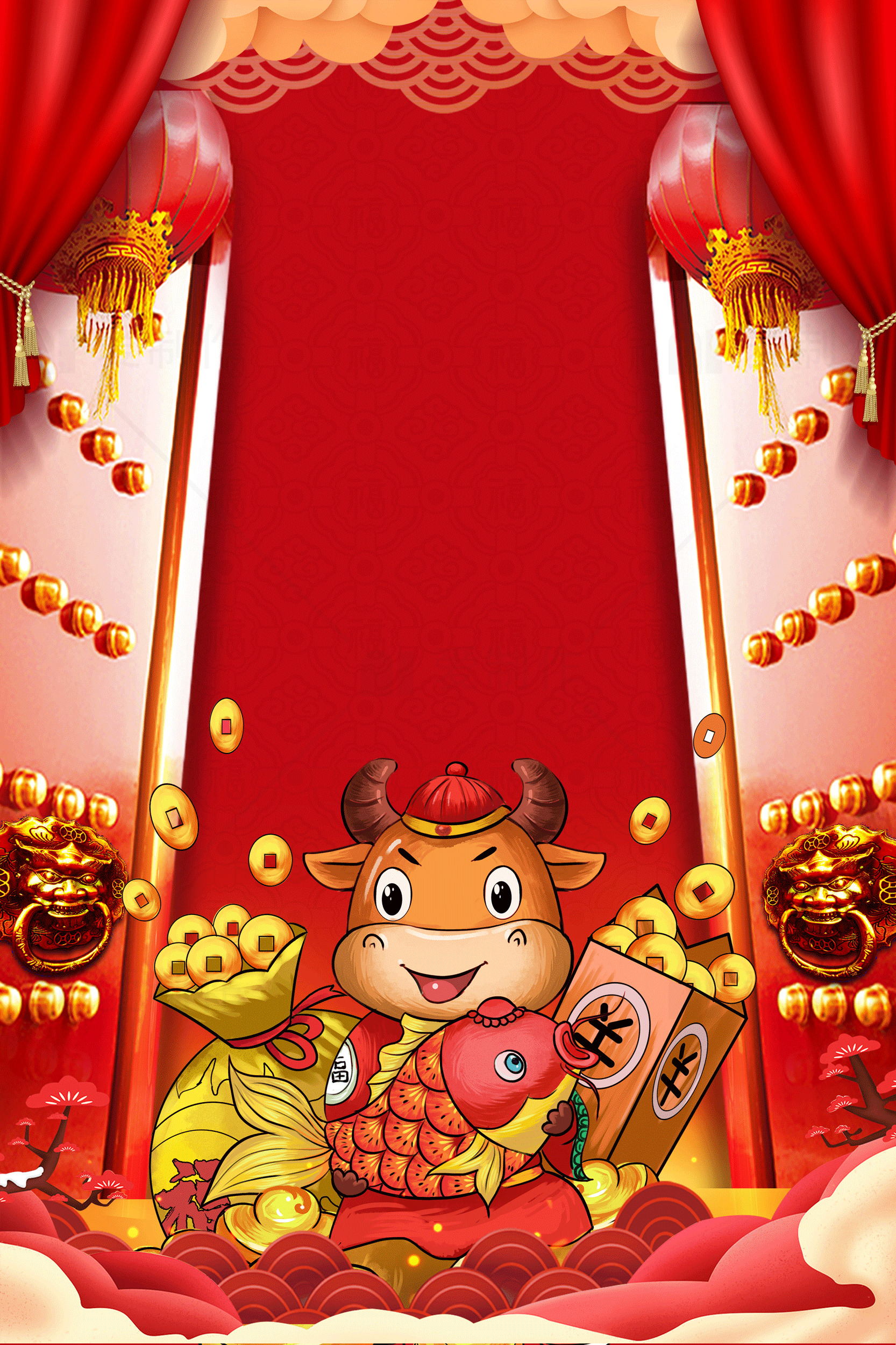 春节牛年吉祥海报设计素材