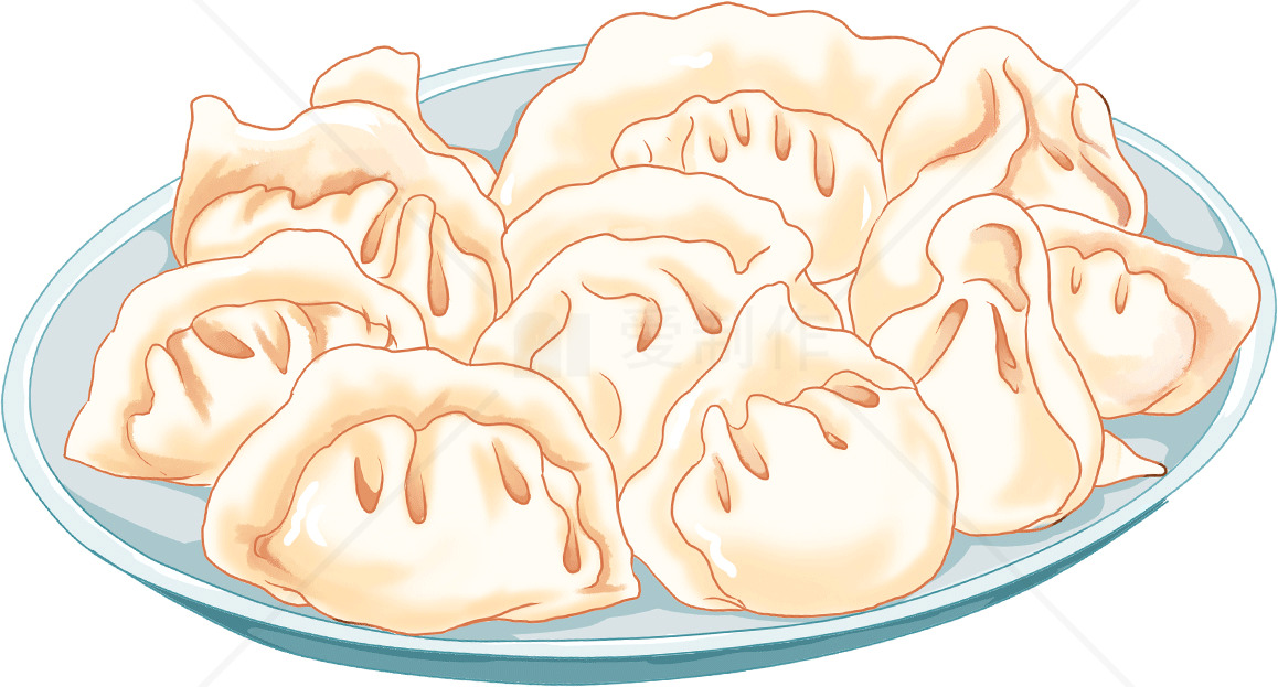 美味饺子插画：传统中式美食素材