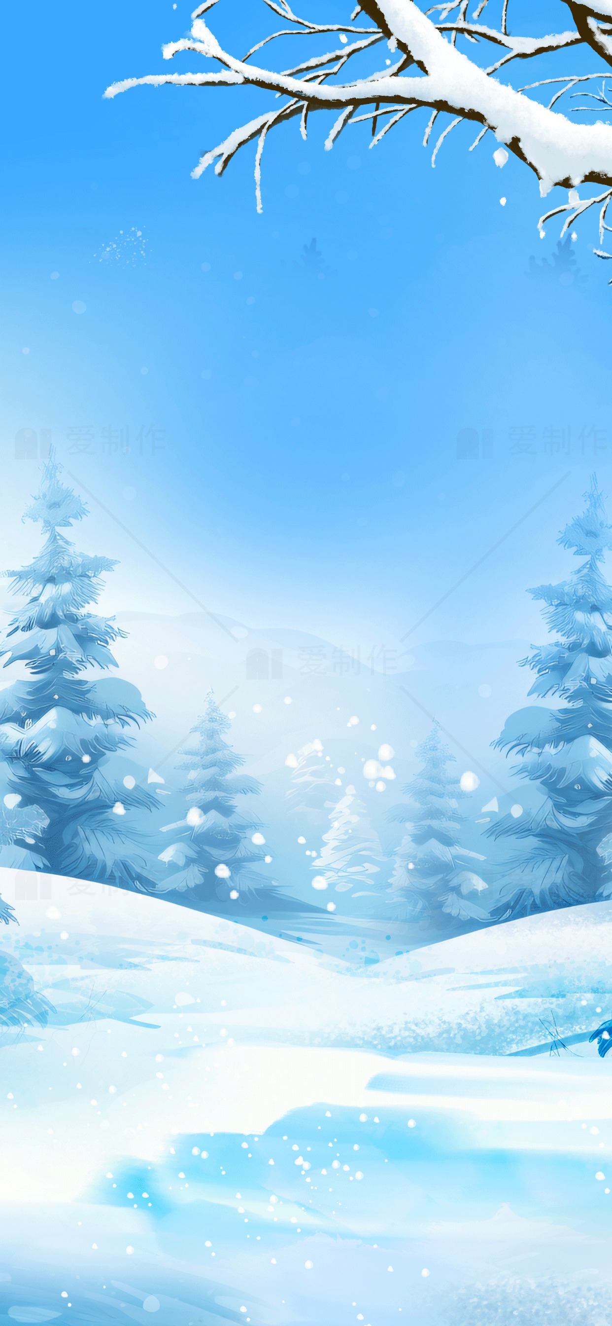 冬季雪景插画背景素材