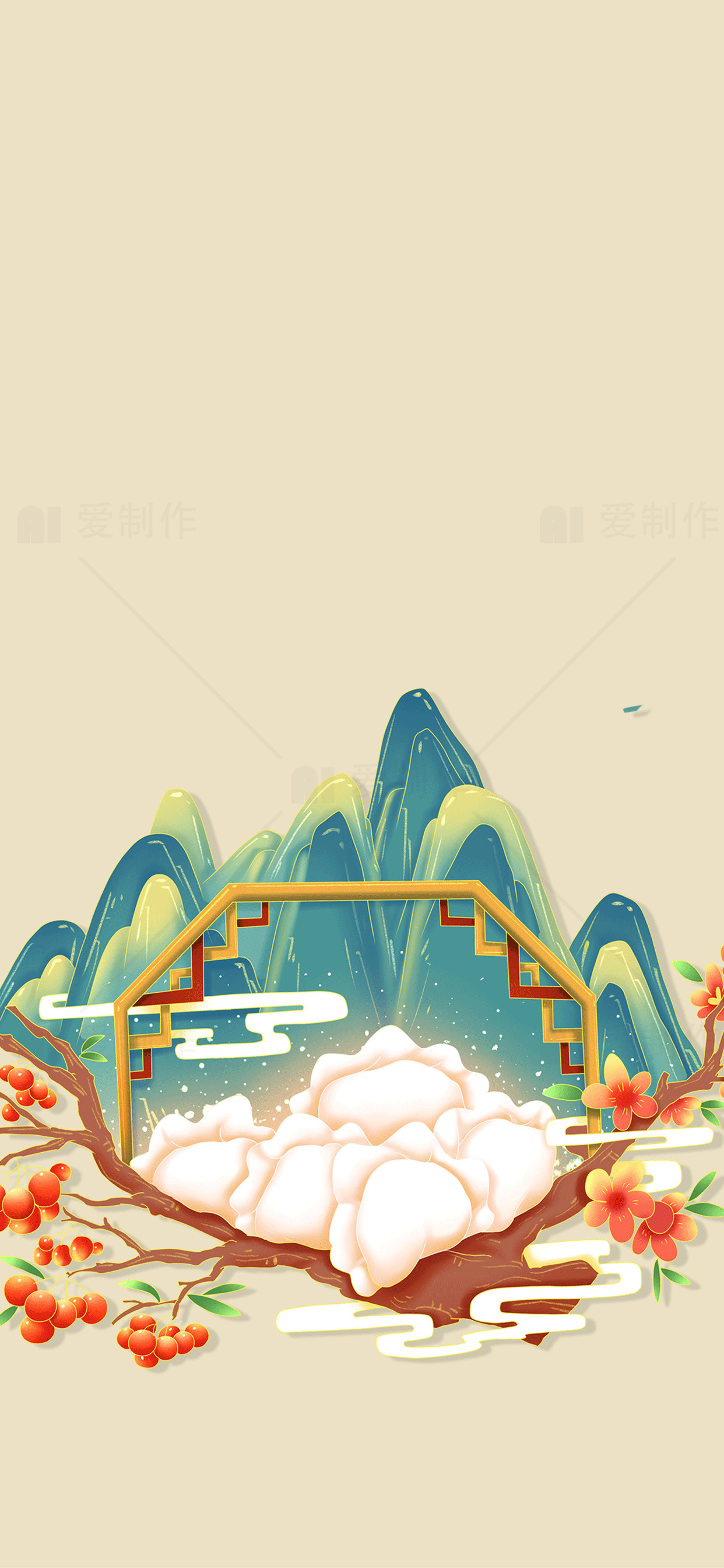 山水国风插画背景设计素材
