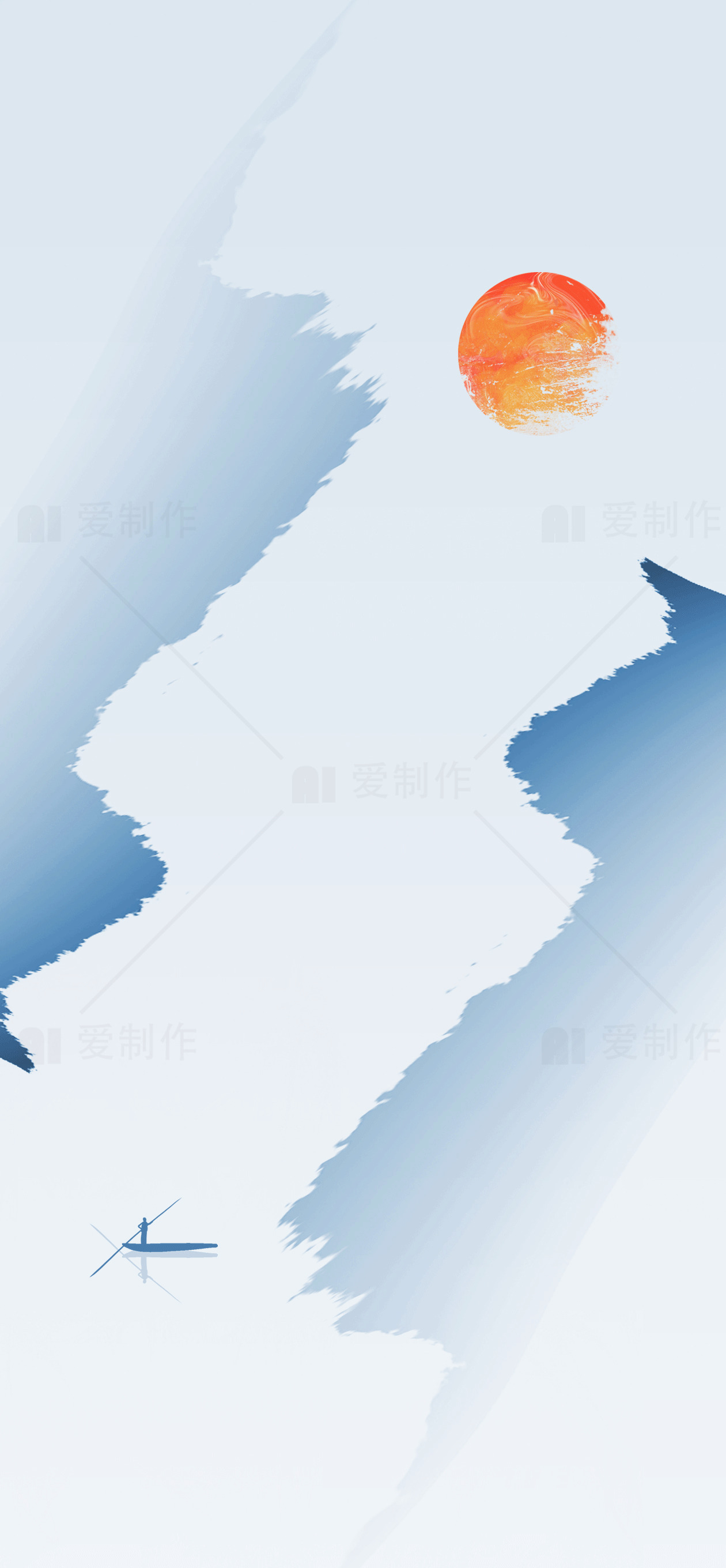 山水画风景壁纸 - 现代简约风格素材