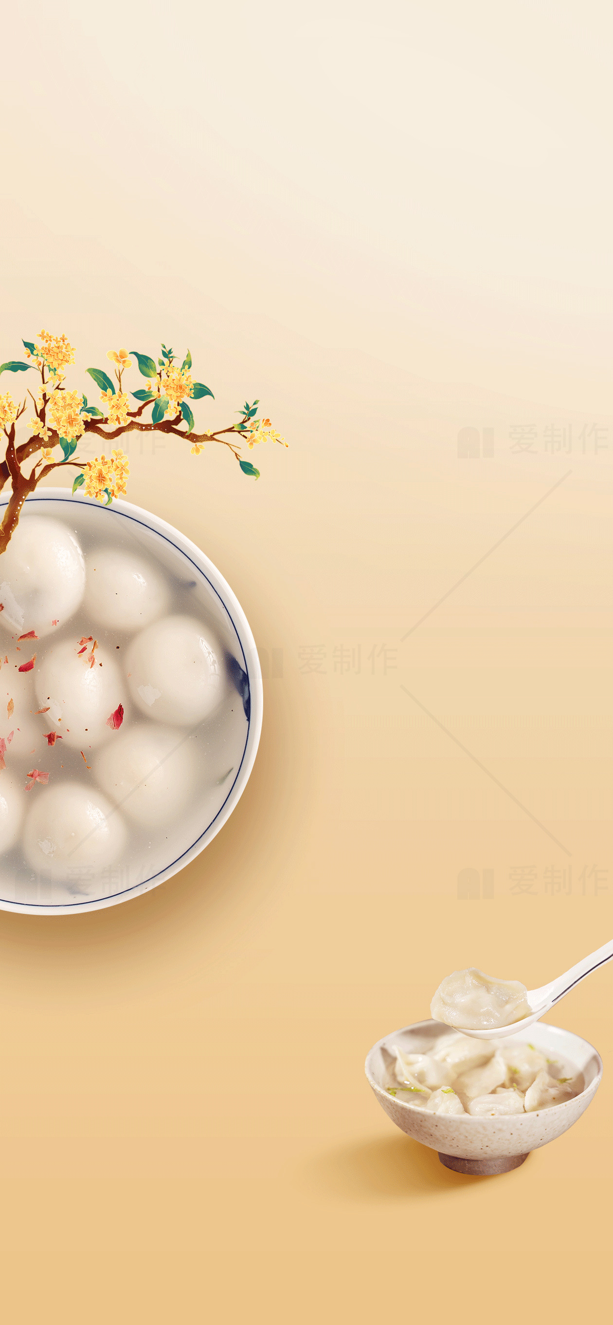 传统元宵节美食汤圆与豆花图片素材