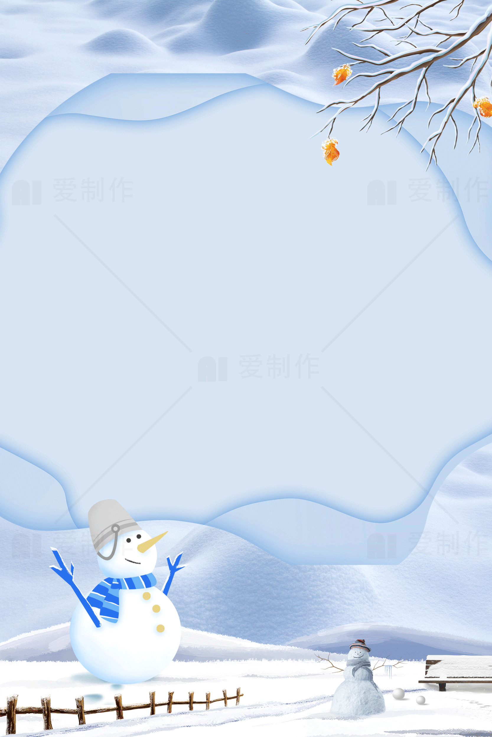 冬季雪人背景图片素材