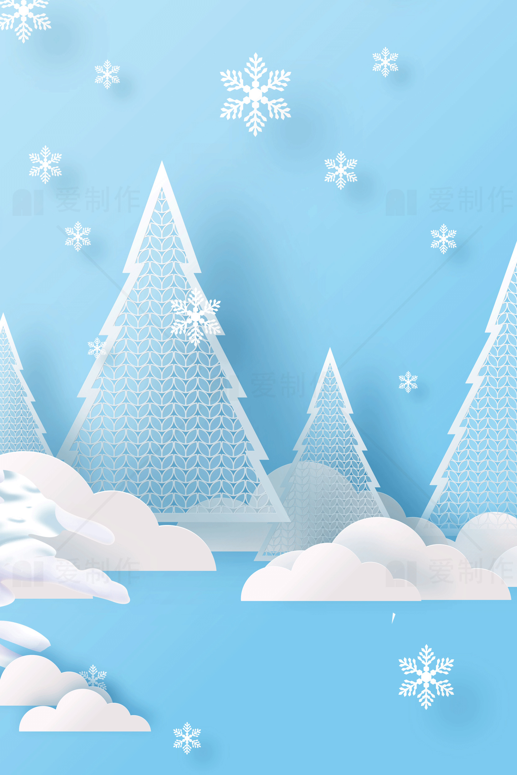 冬季雪景插画背景素材