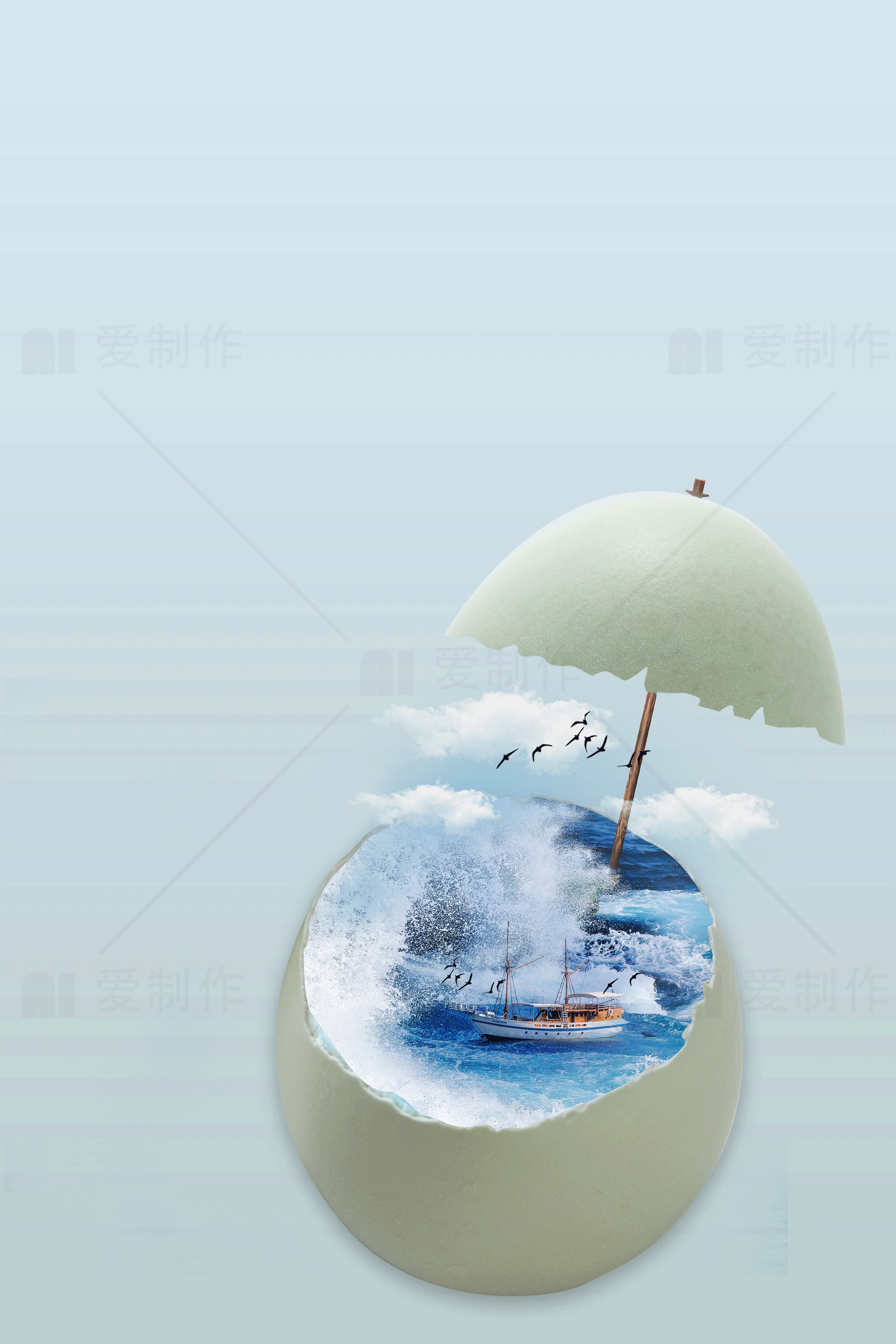 创意海洋蛋壳艺术图片素材