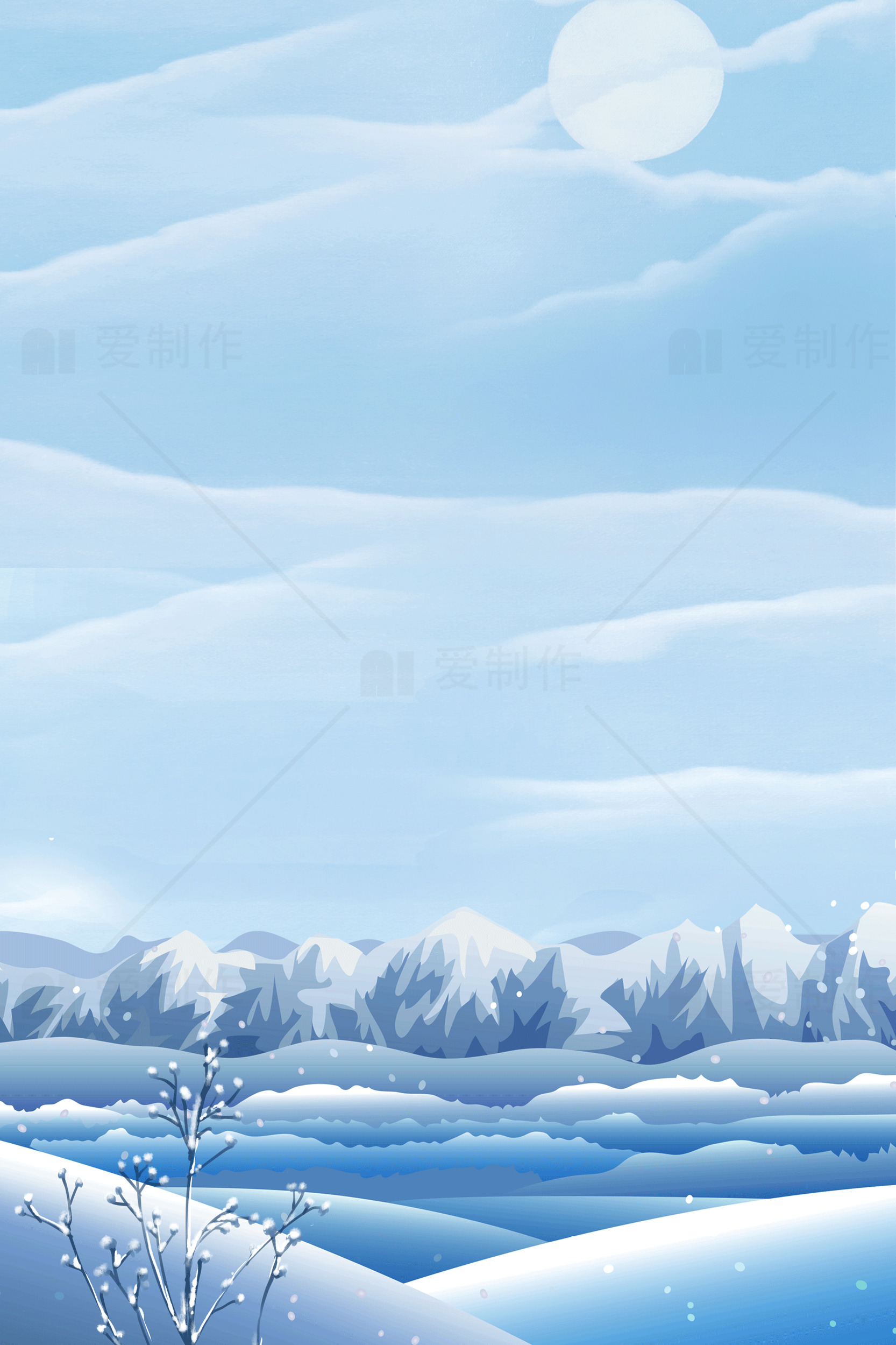 冬季雪景插画背景素材