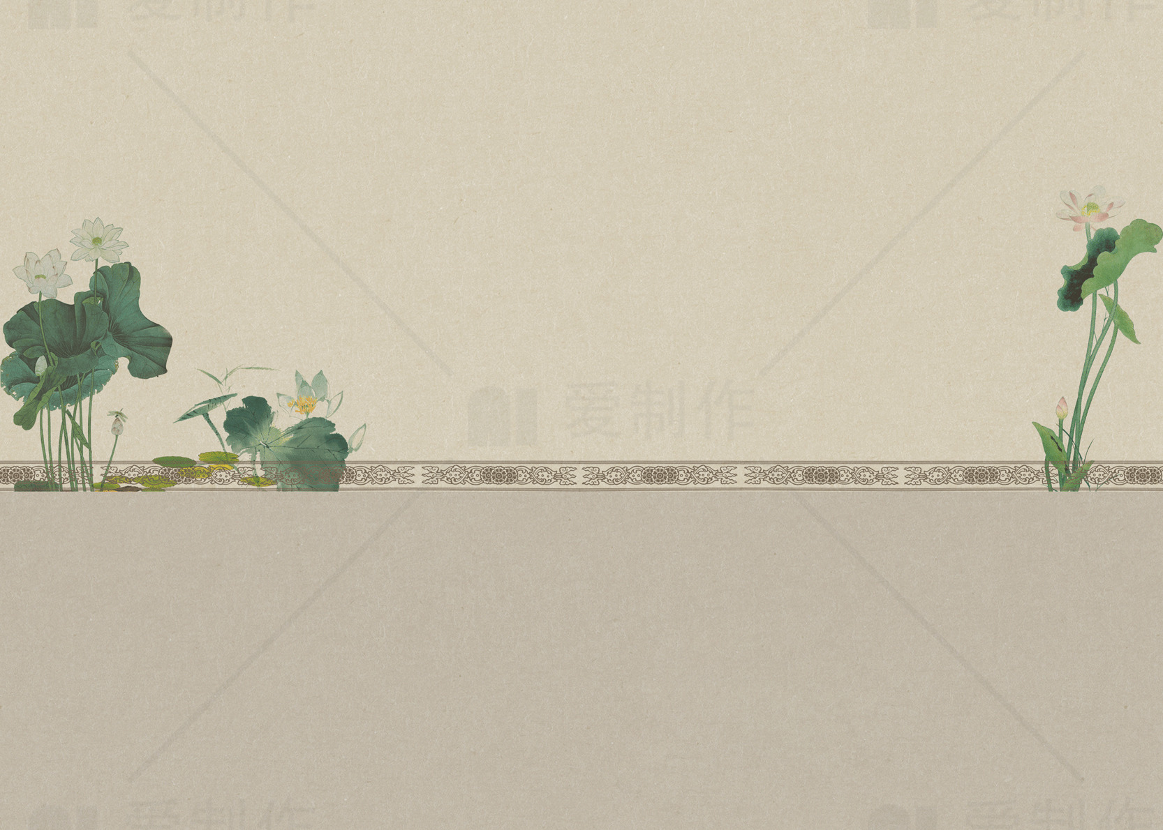 中式水墨荷花背景图片素材