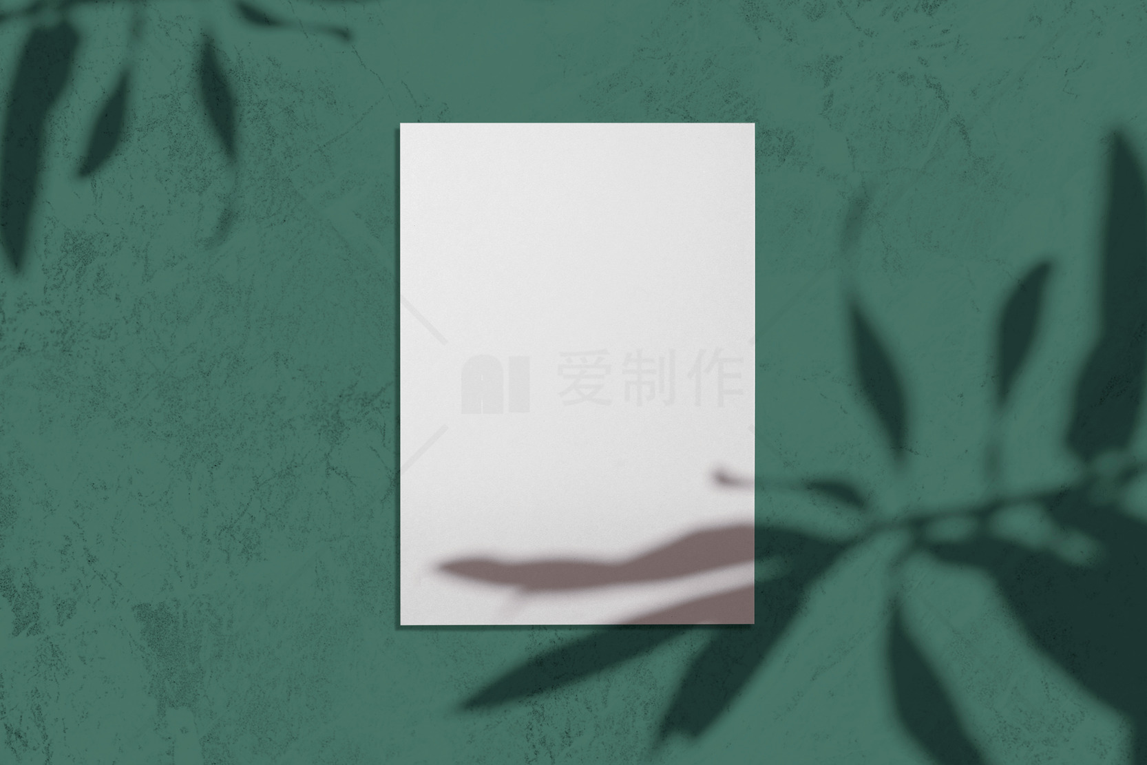 绿色背景上的白色空白纸张素材