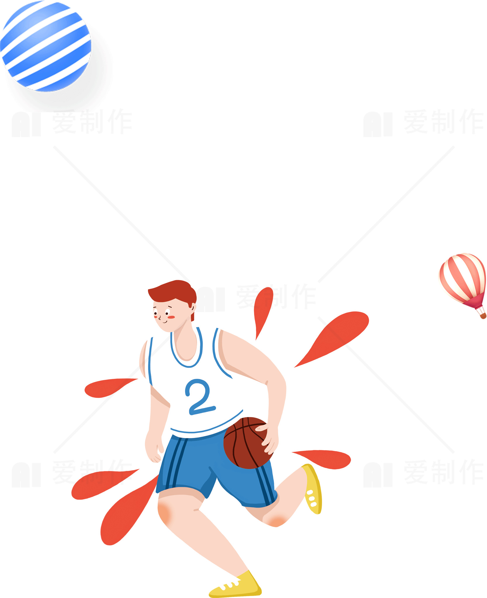 卡通篮球运动员插画素材