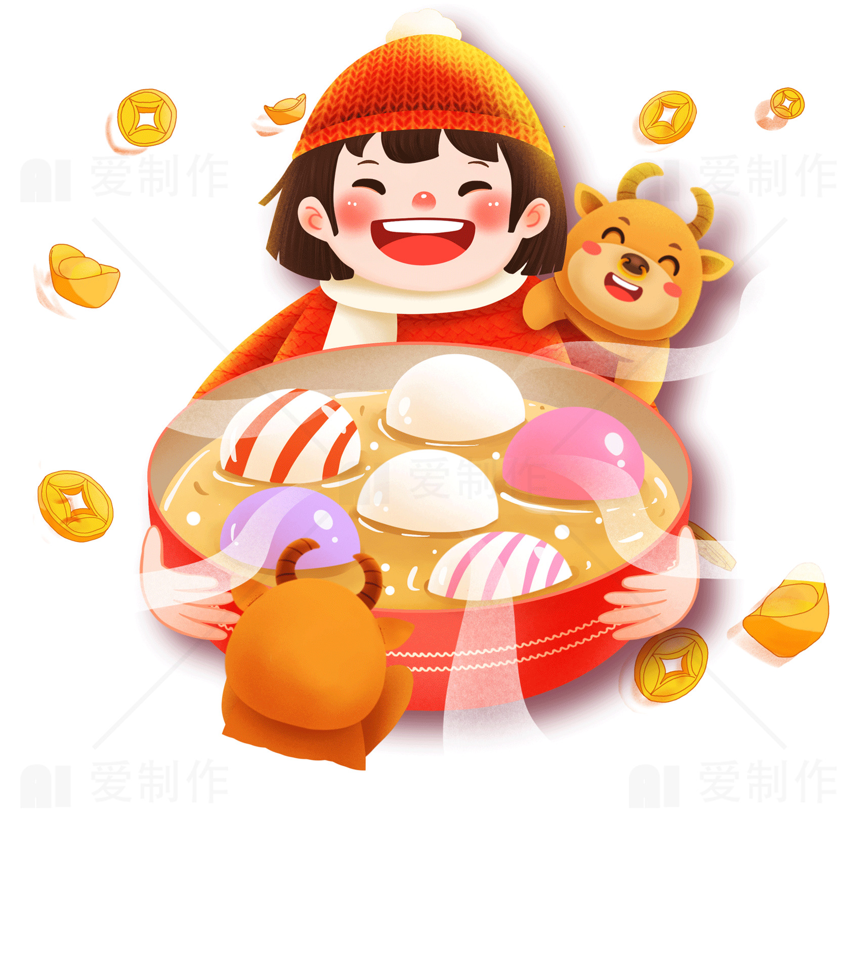 元宵节庆祝活动插画素材