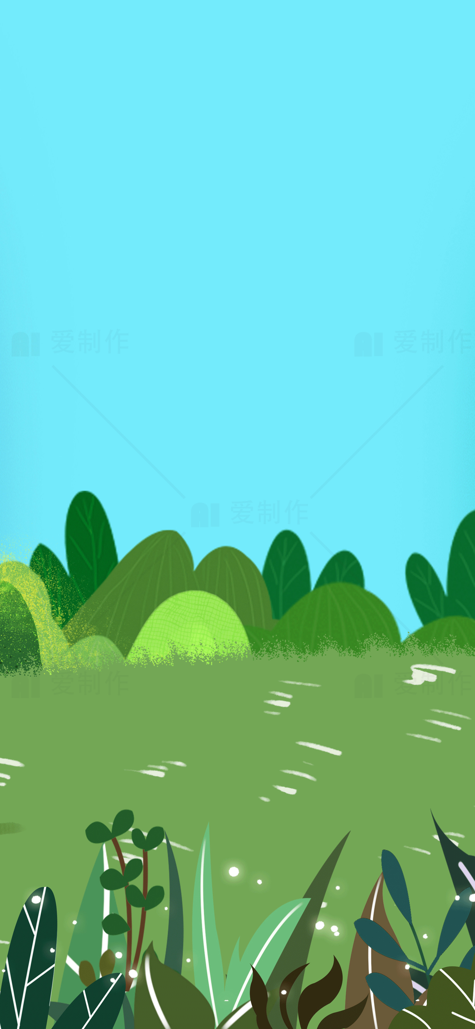 清新自然风景插画背景素材