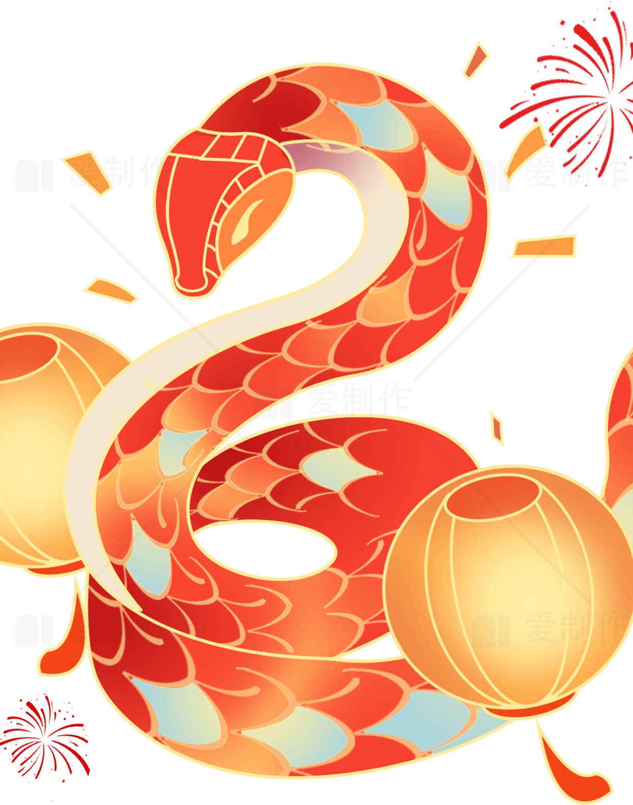 新年庆祝蛇形艺术插画素材
