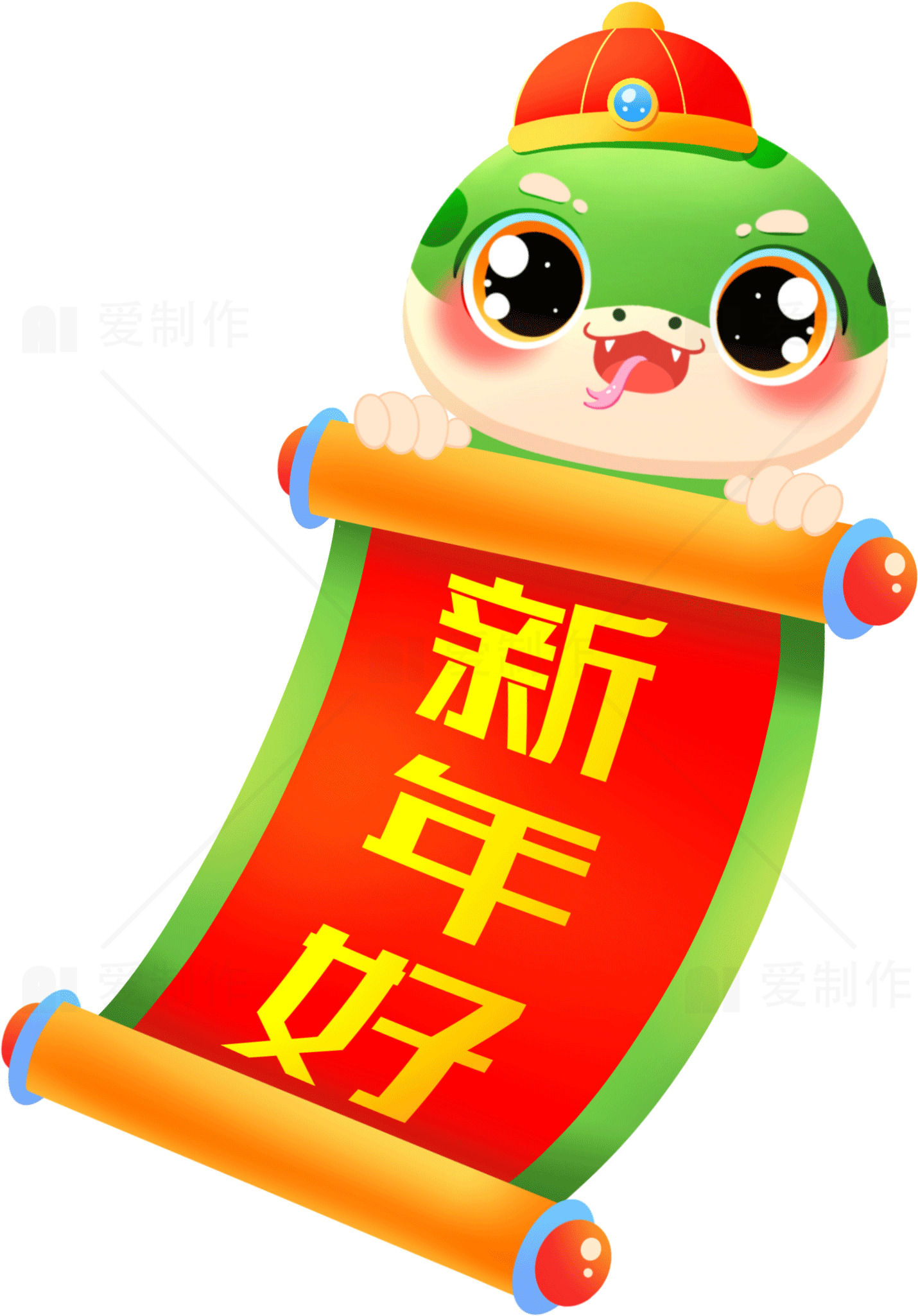 可爱卡通新年好贺图素材