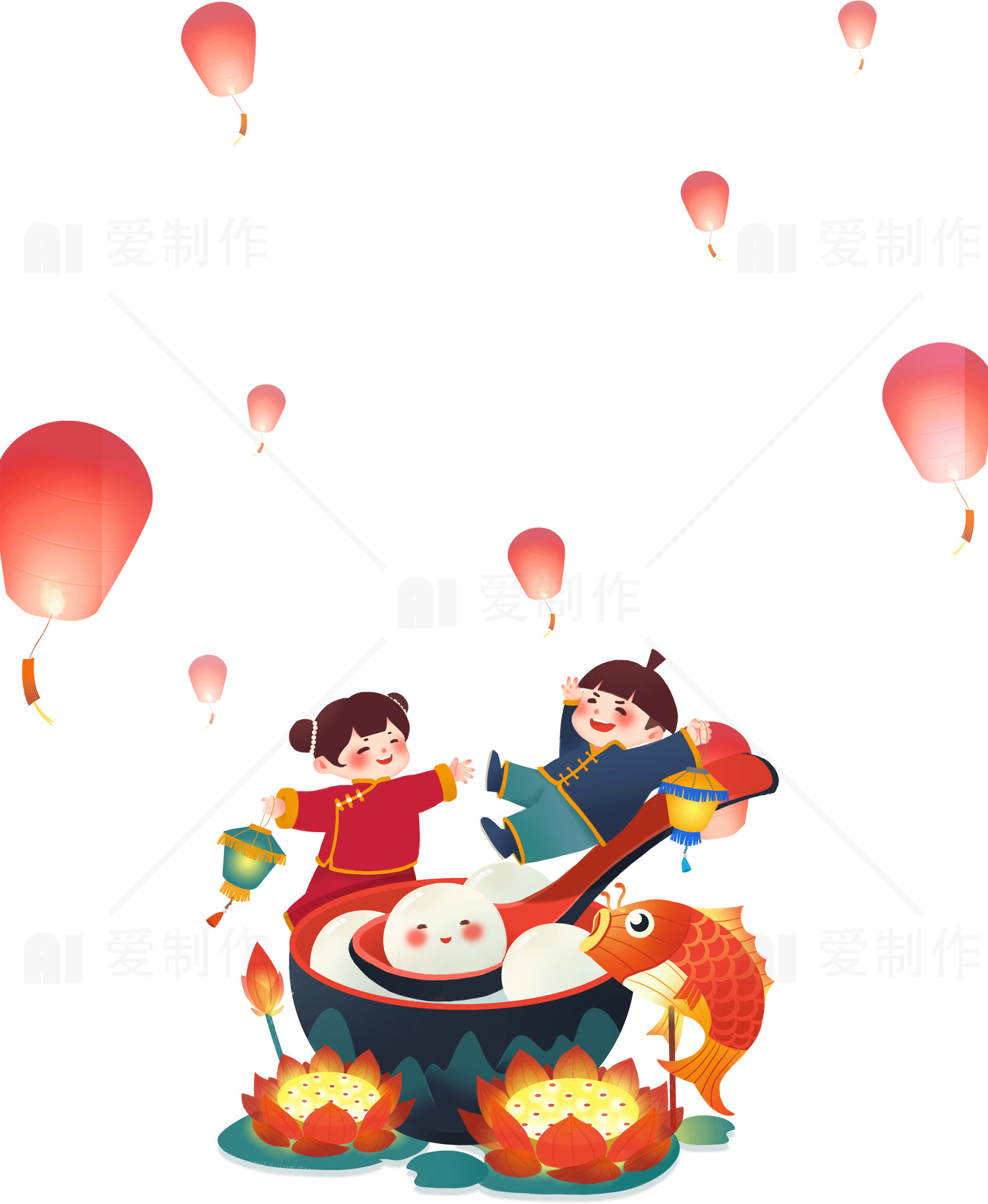 元宵节活动主题插画设计素材