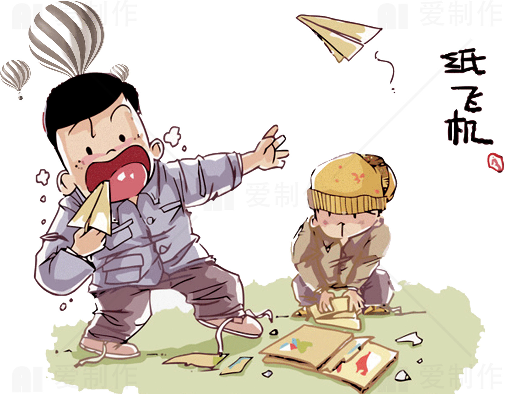 童年回忆：纸飞机的乐趣素材