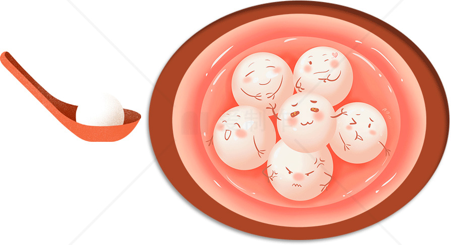可爱汤圆插画：温馨的元宵节美食素材