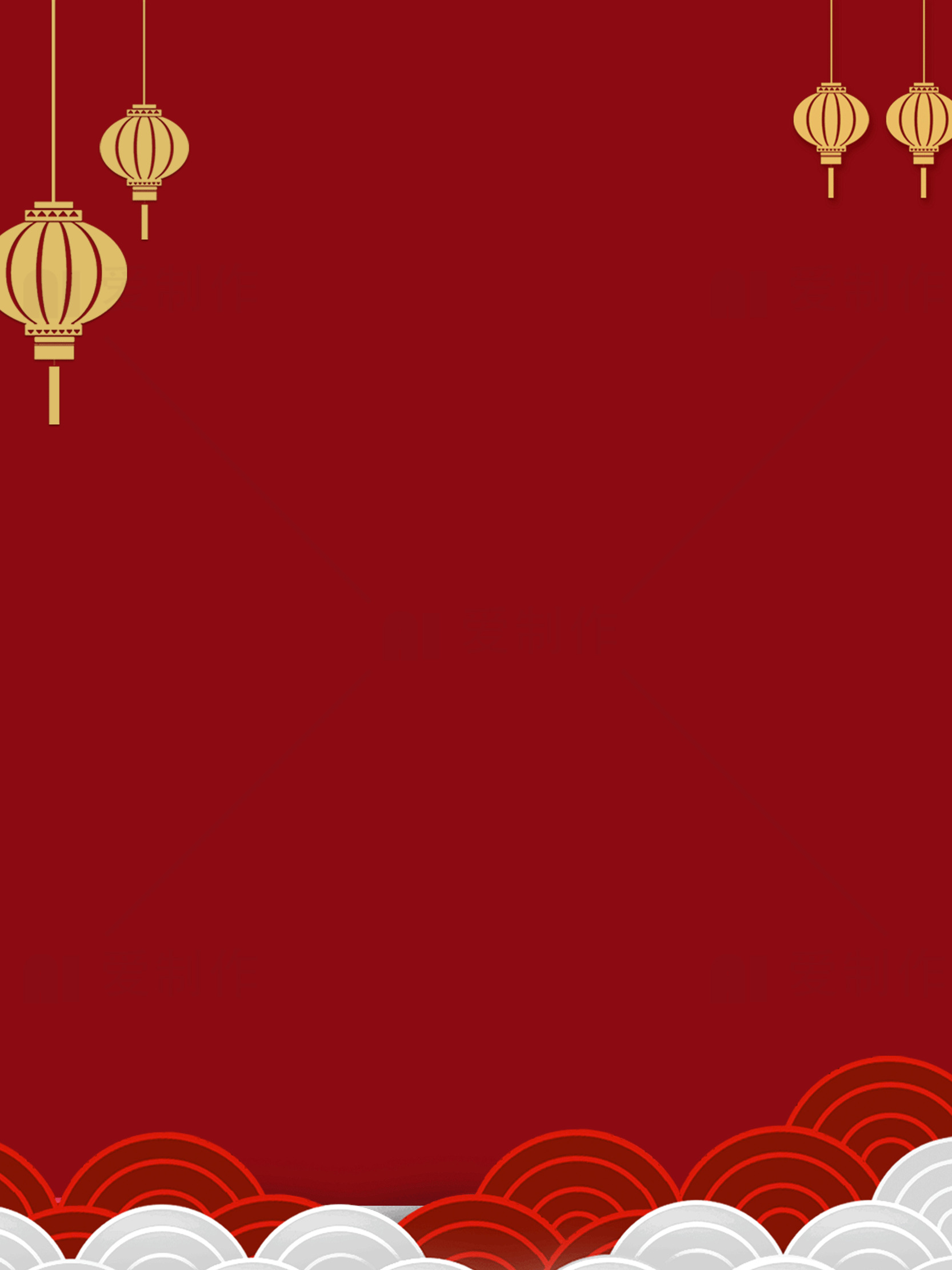 中国新年红色背景与灯笼设计素材