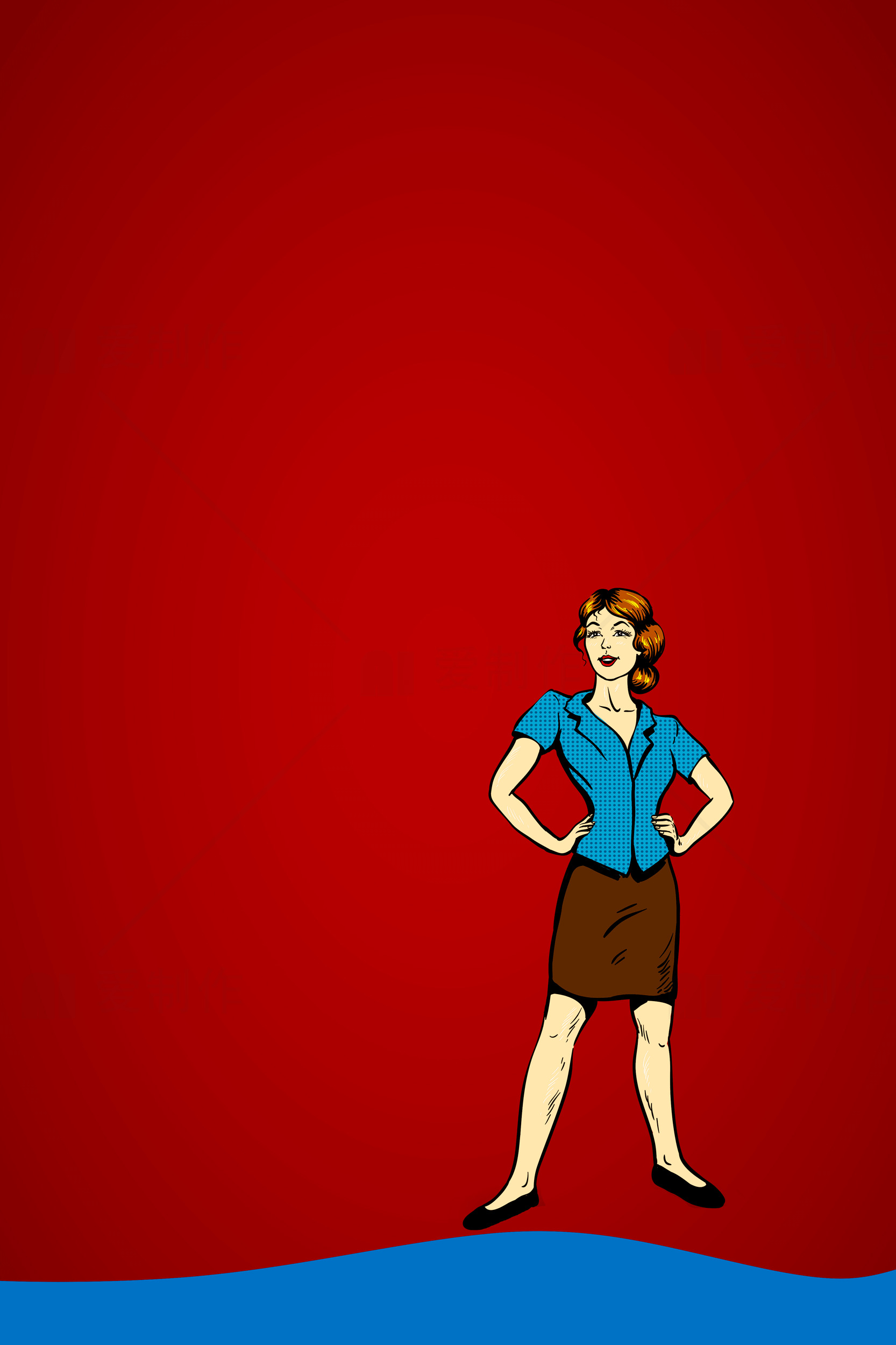 复古风格女性插画设计素材