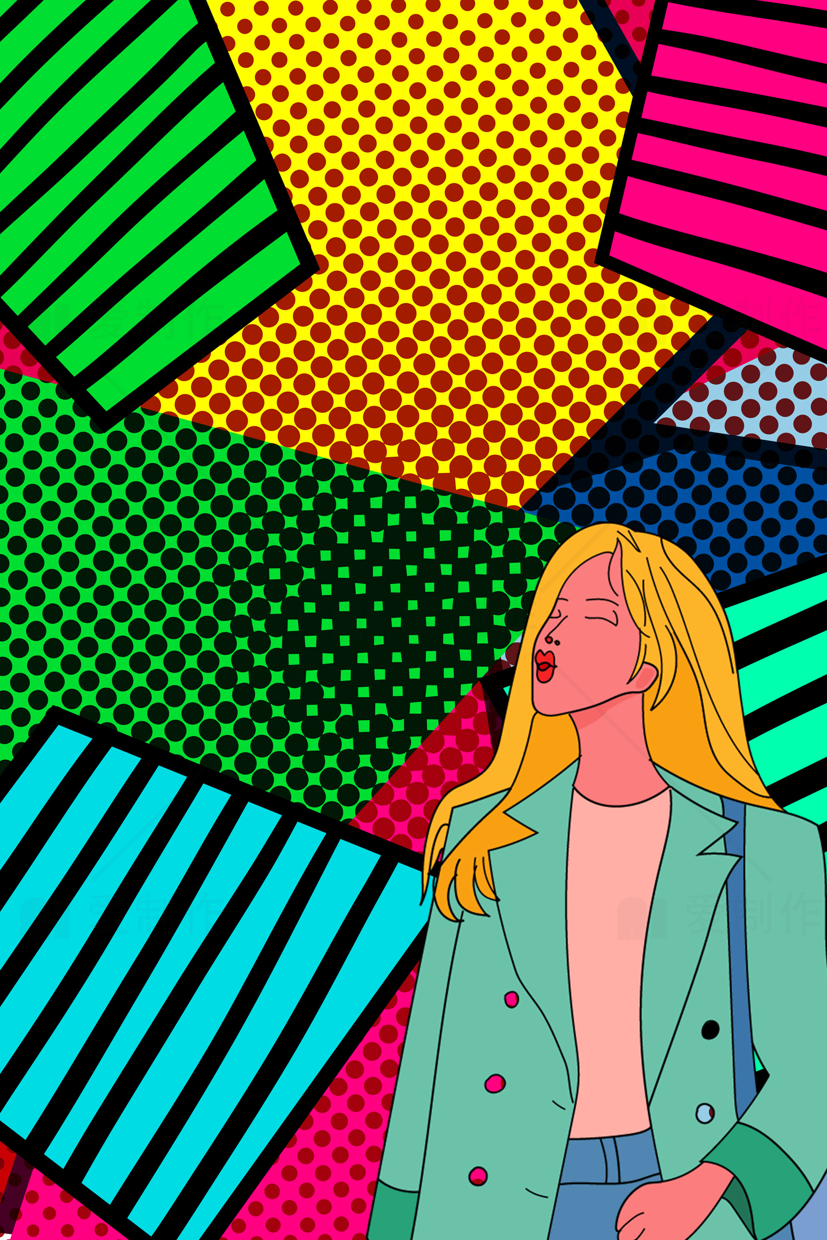 时尚插画：流行艺术风格的女性形象素材