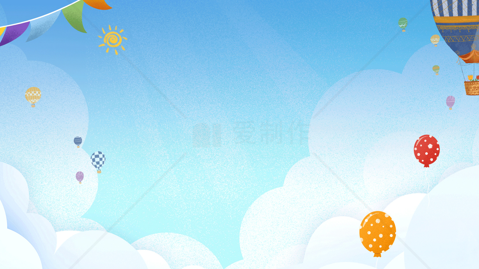 热气球与蓝天白云背景图片素材