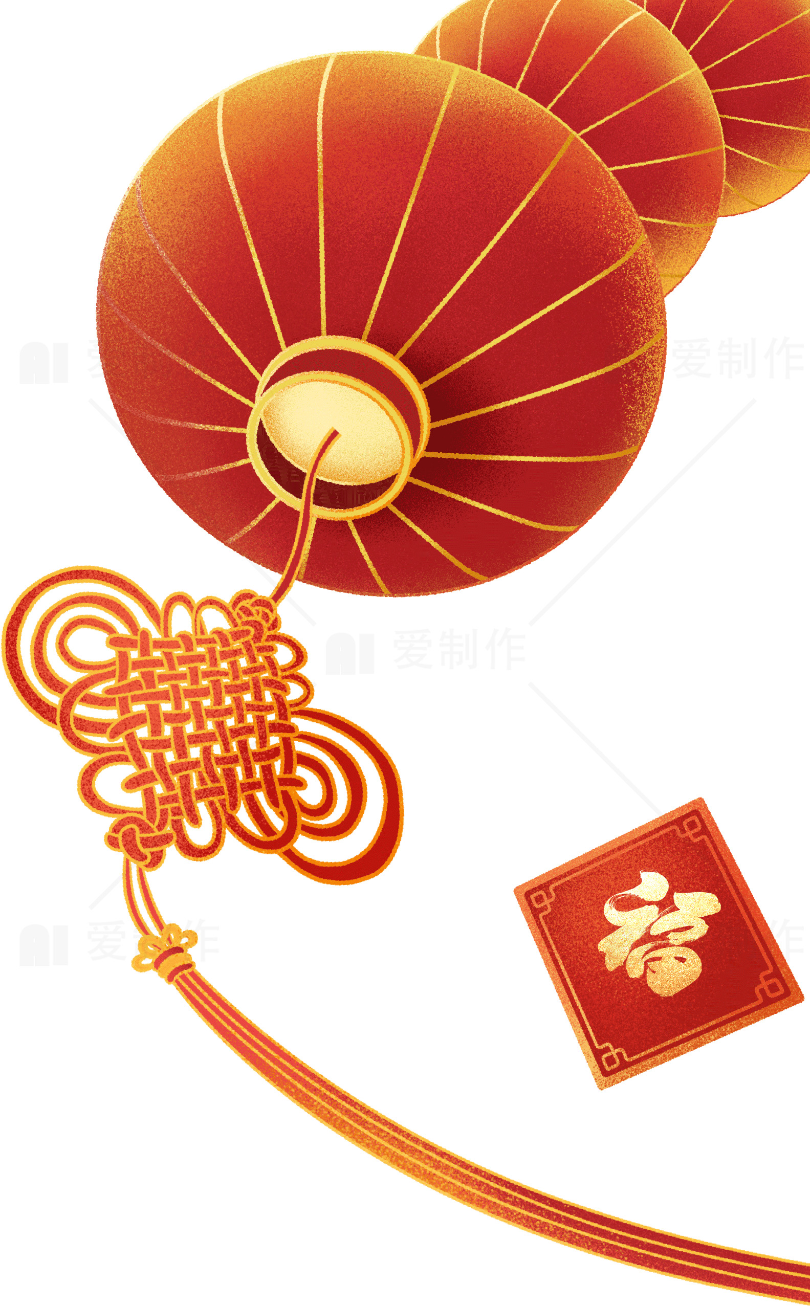 春节红灯笼与中国结图片素材