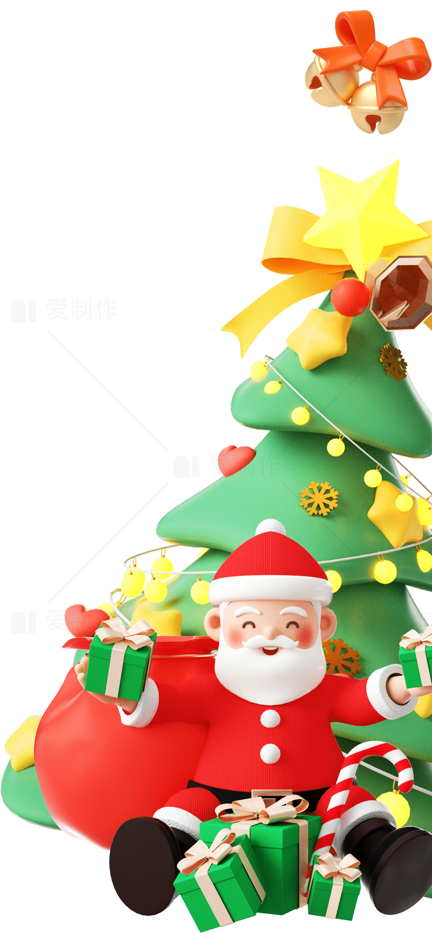 圣诞老人和圣诞树的节日庆典高清图片素材