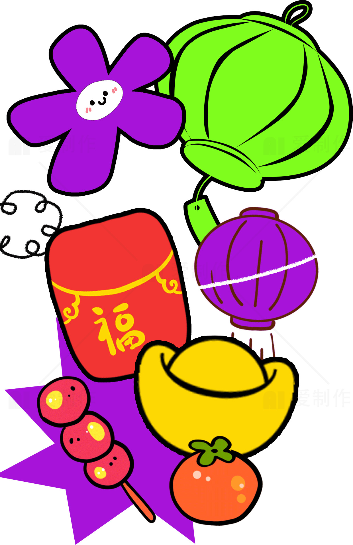 春节庆祝元素插画素材