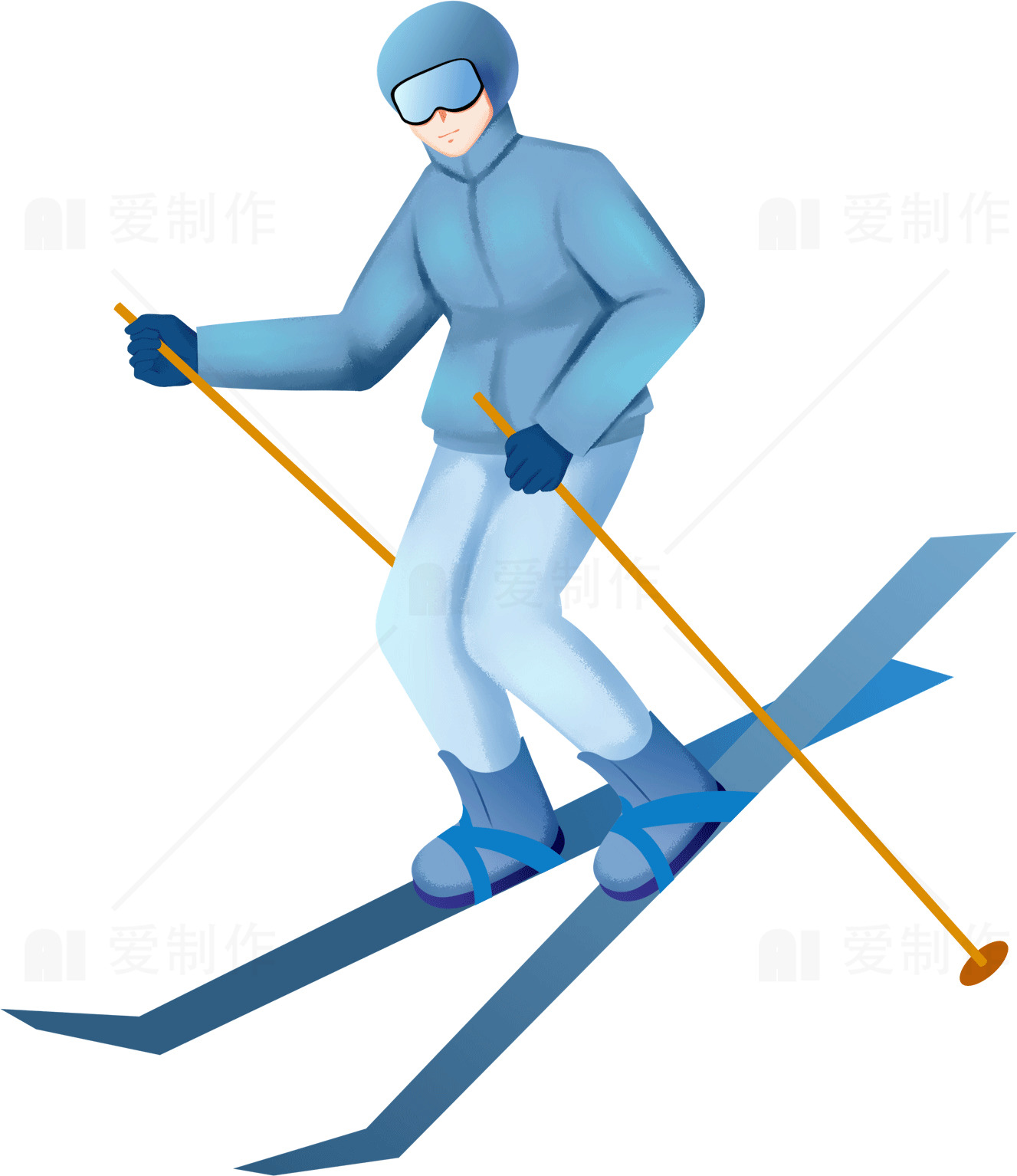 冬季滑雪运动插画设计素材