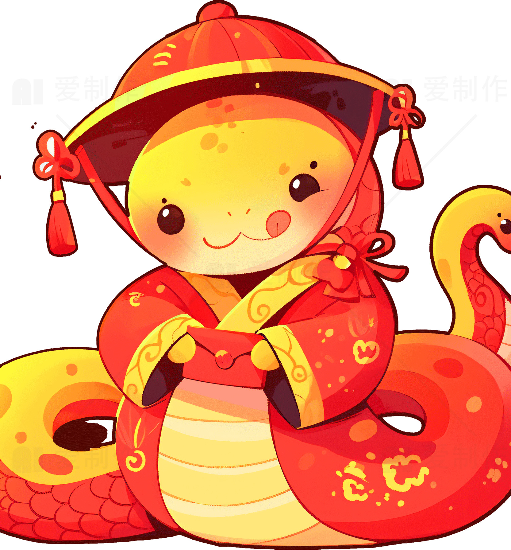 可爱中国风小蛇插画素材