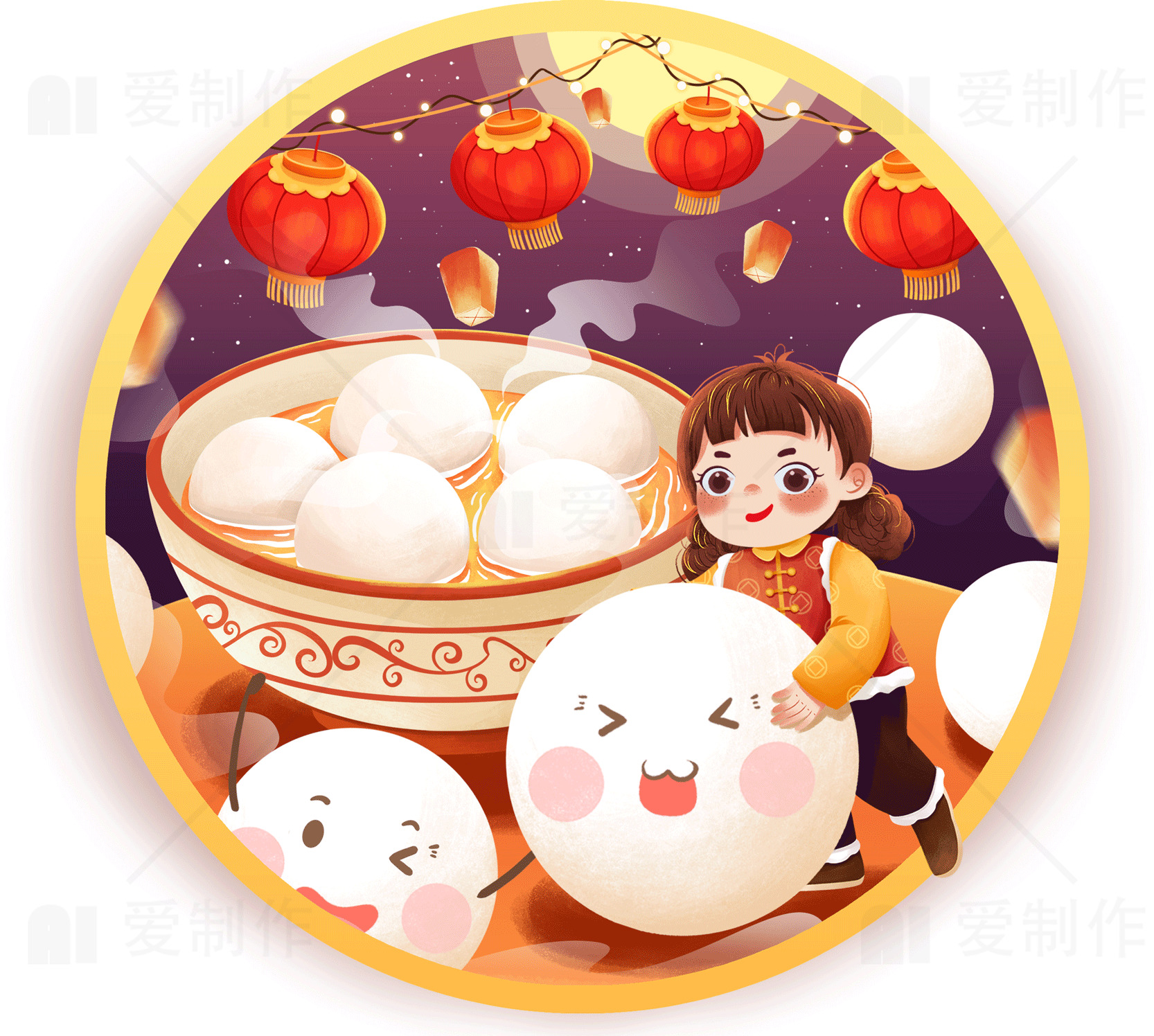 元宵节活动主题插画设计创意方案素材