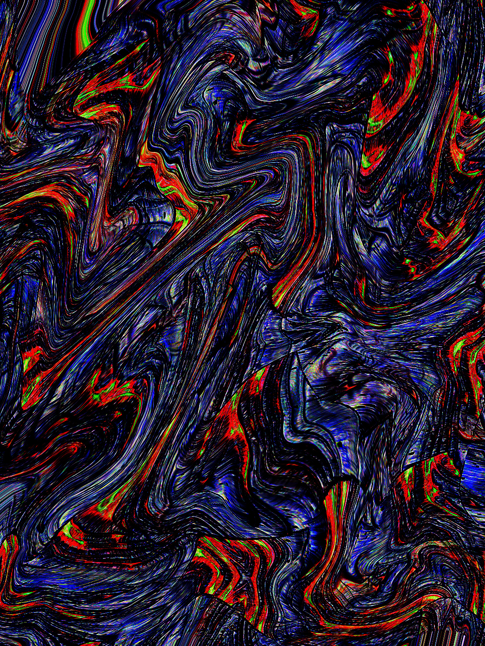 抽象艺术画作：黑色与红色的流动线条素材