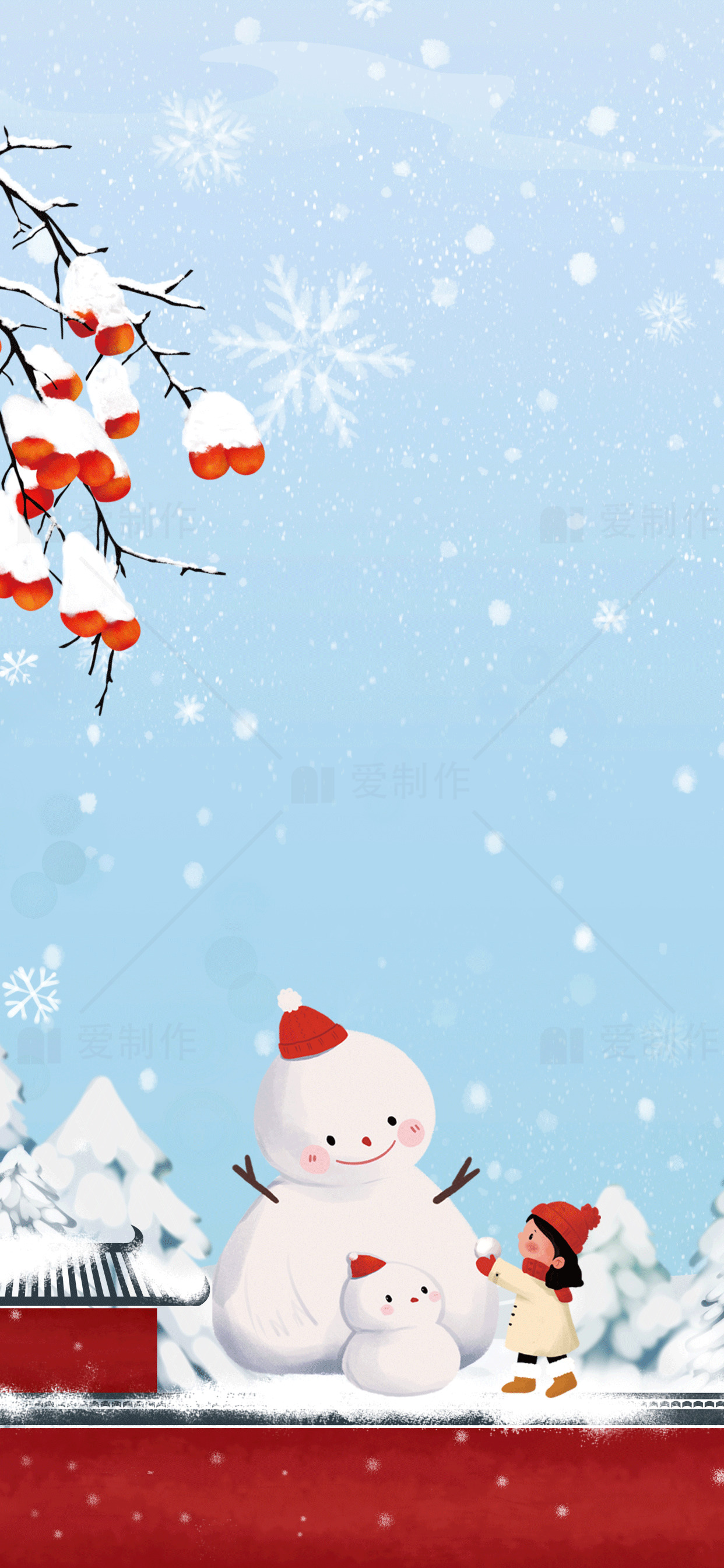 冬季雪景与雪人互动的温馨时刻素材