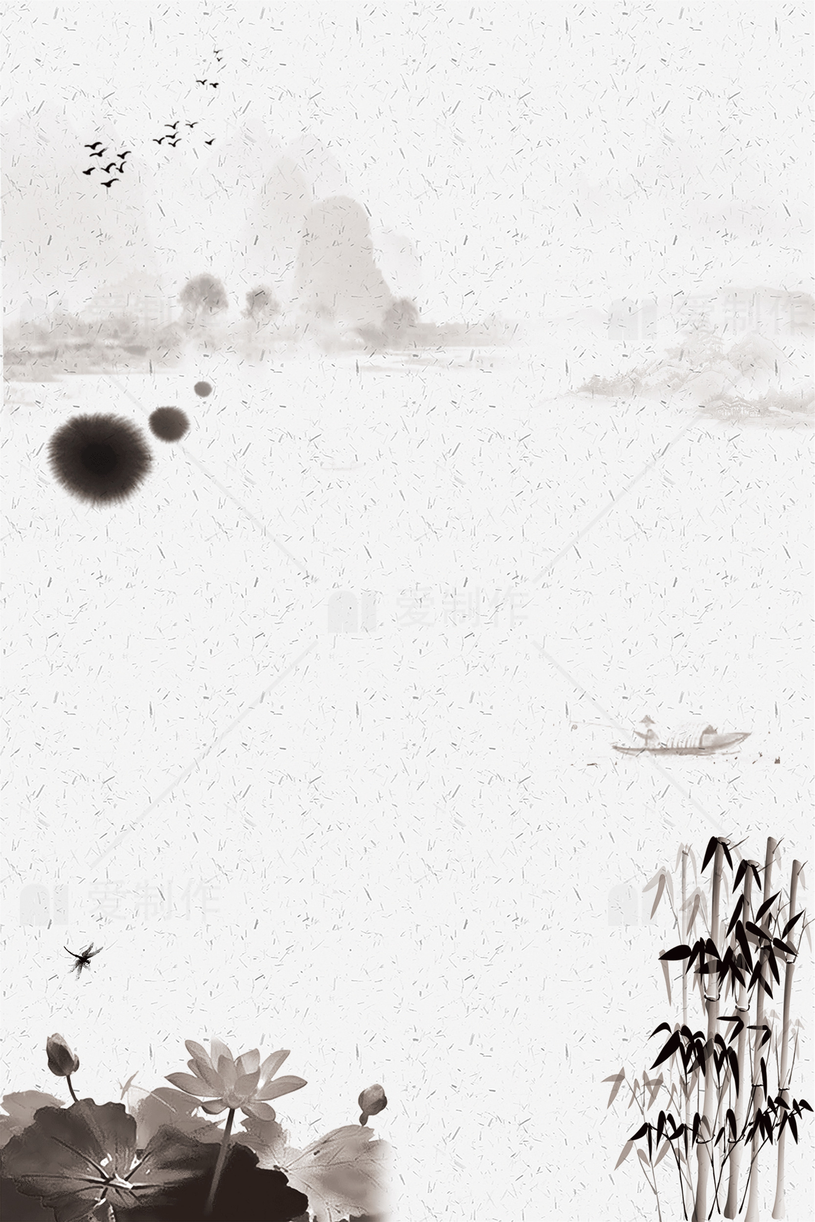 高清中国水墨画风景壁纸素材