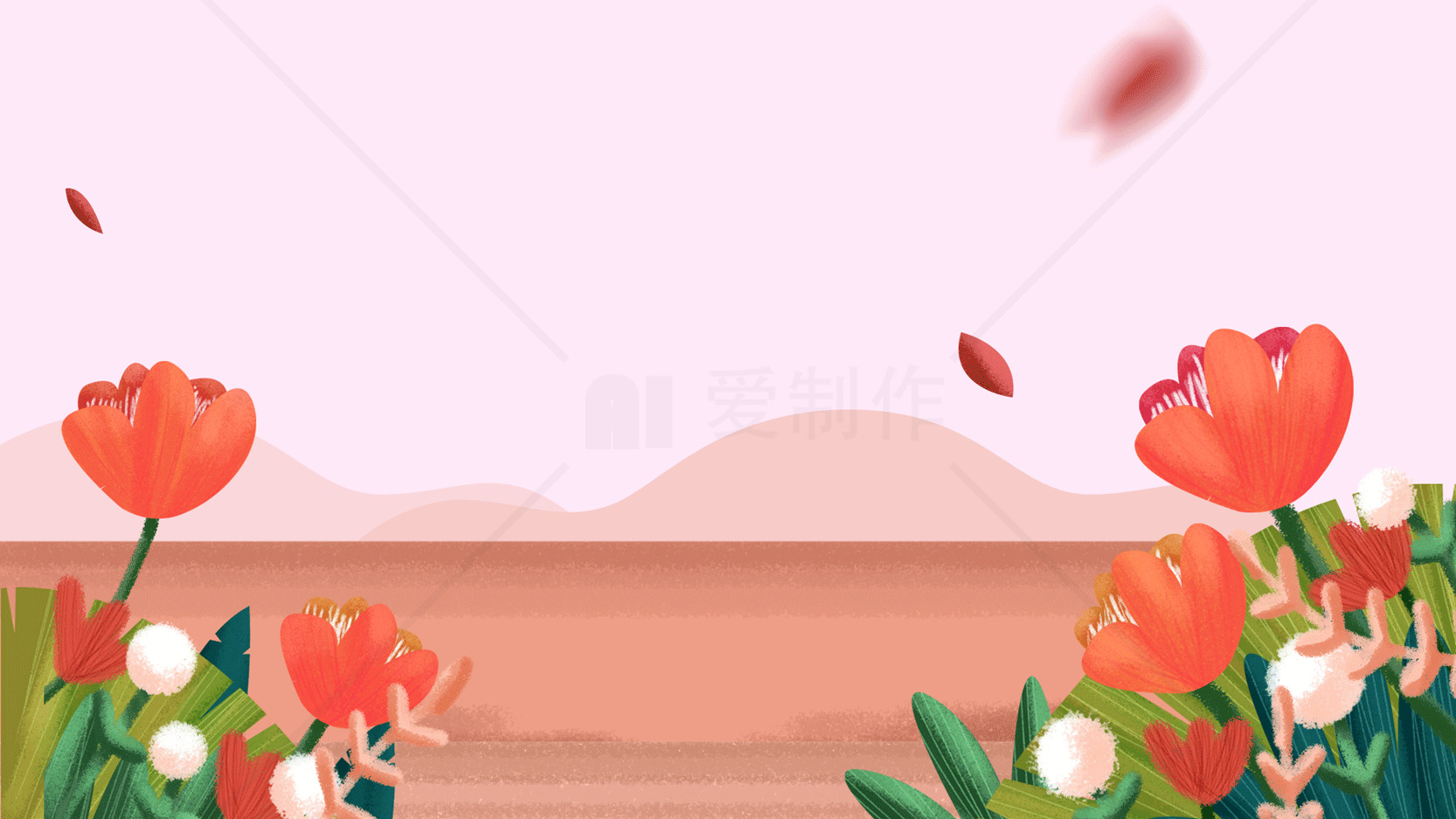 春天的花园插画背景图片素材