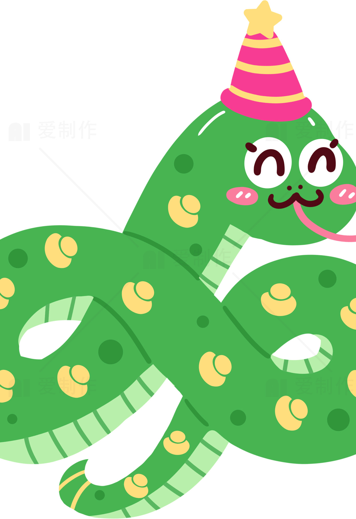 可爱卡通蛇戴生日帽插画图片素材