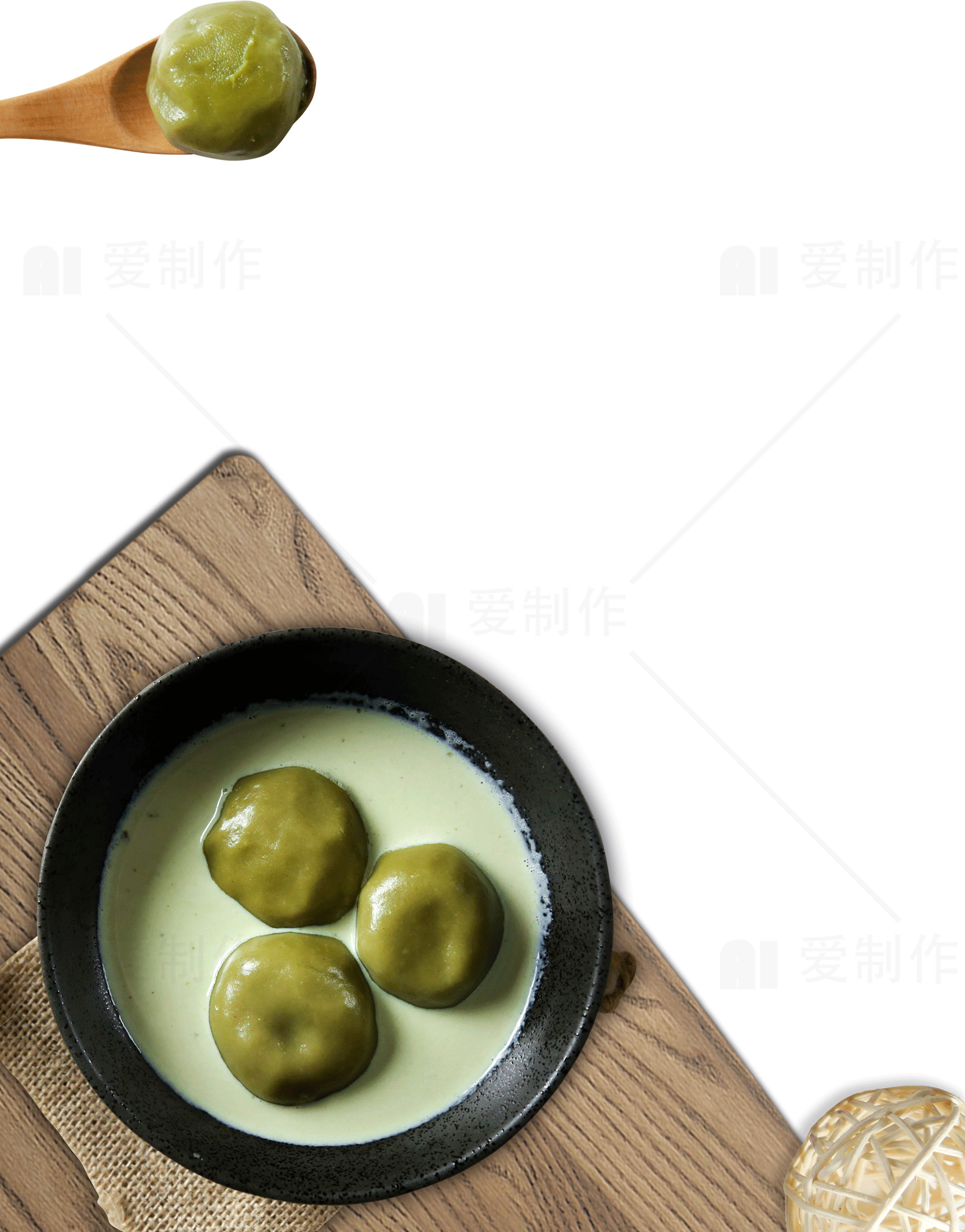 抹茶汤圆：传统中式甜点的现代演绎素材